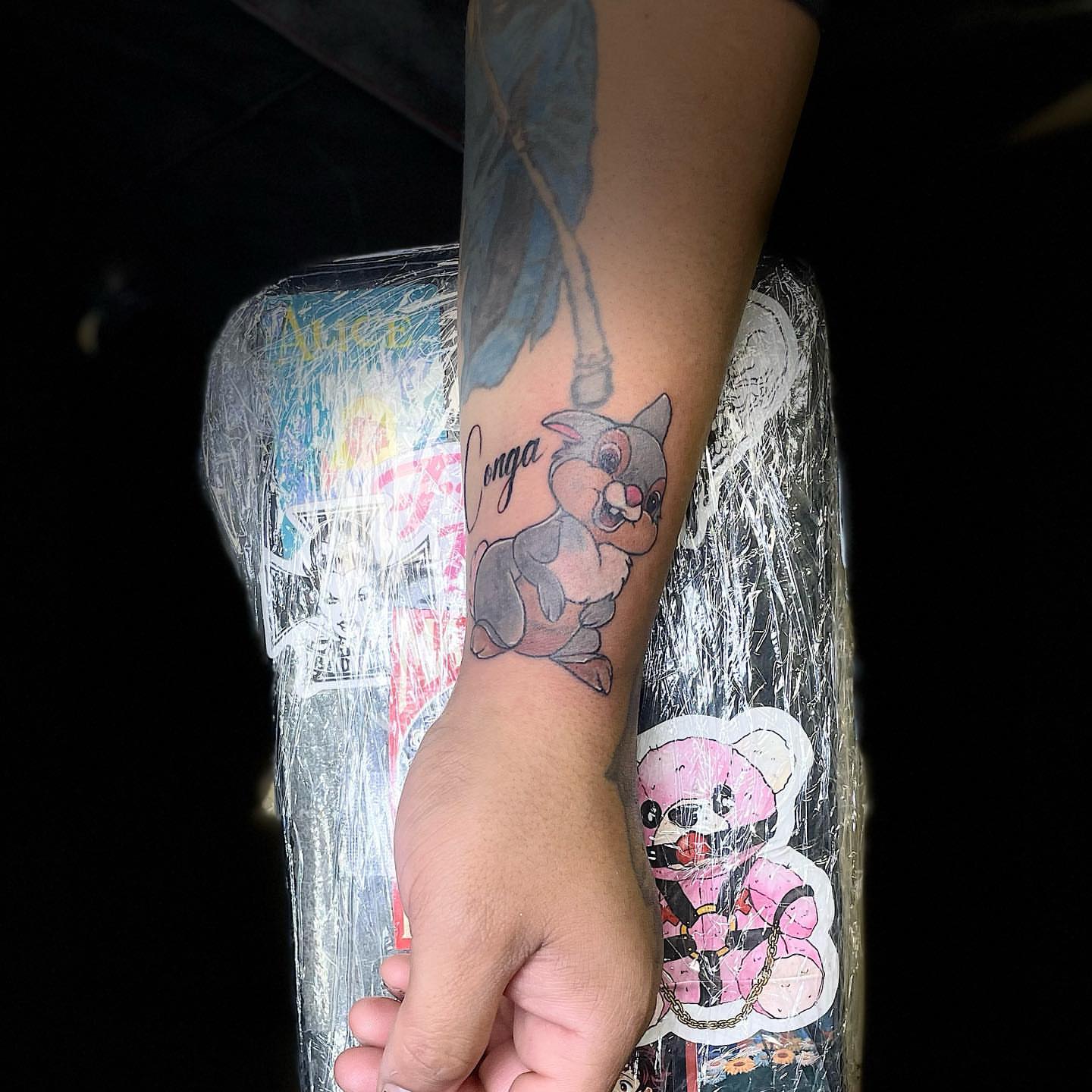 Rabbit new school tattoo on the forearm by Christhian King