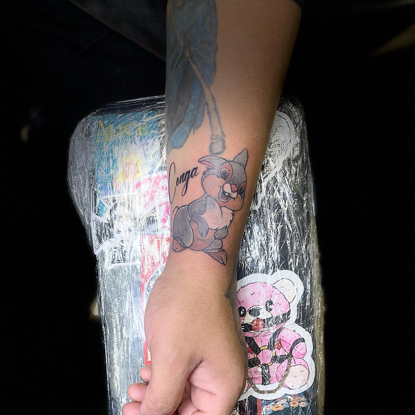 Rabbit dotwork tattoo on the forearm by Christhian King