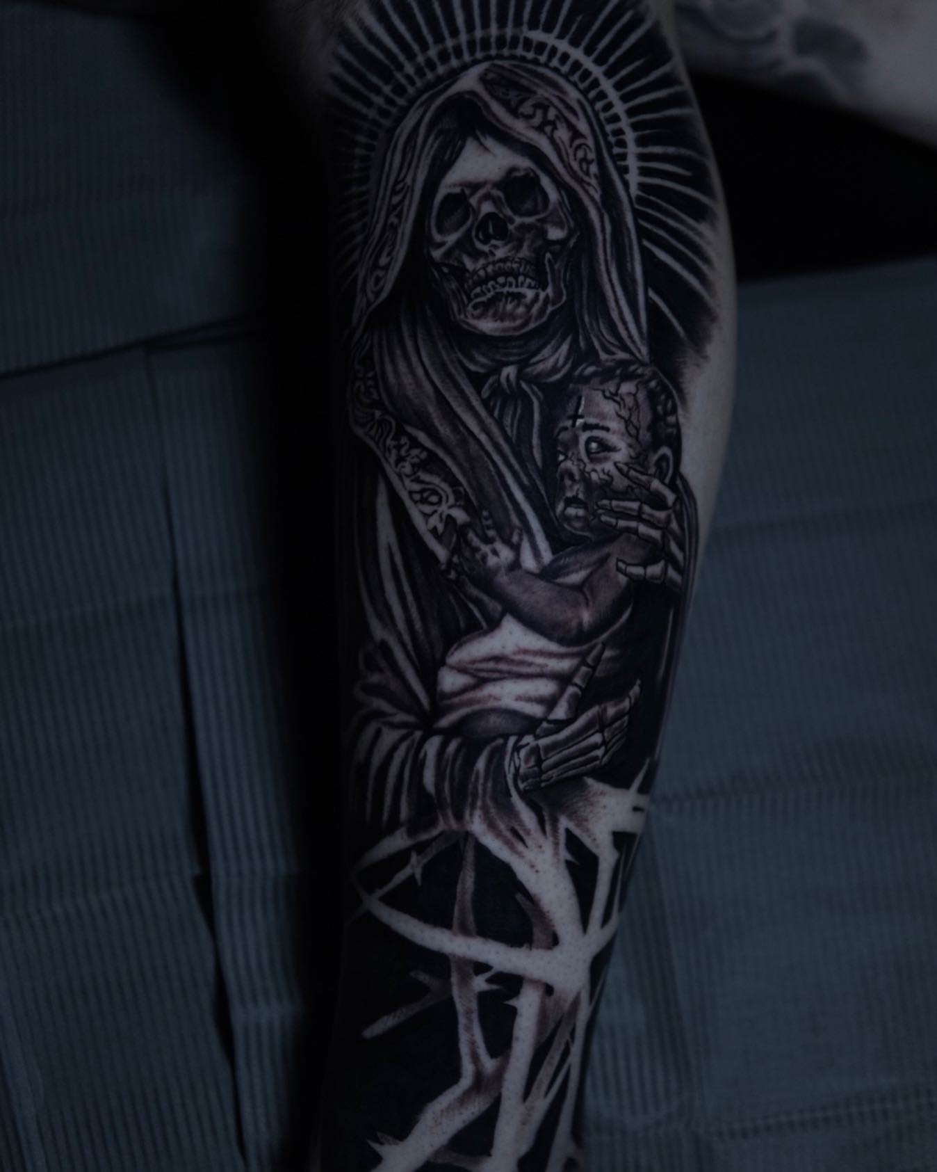 Tattoo by @b.cass_killingsword โ black_and_grey, dark_realism