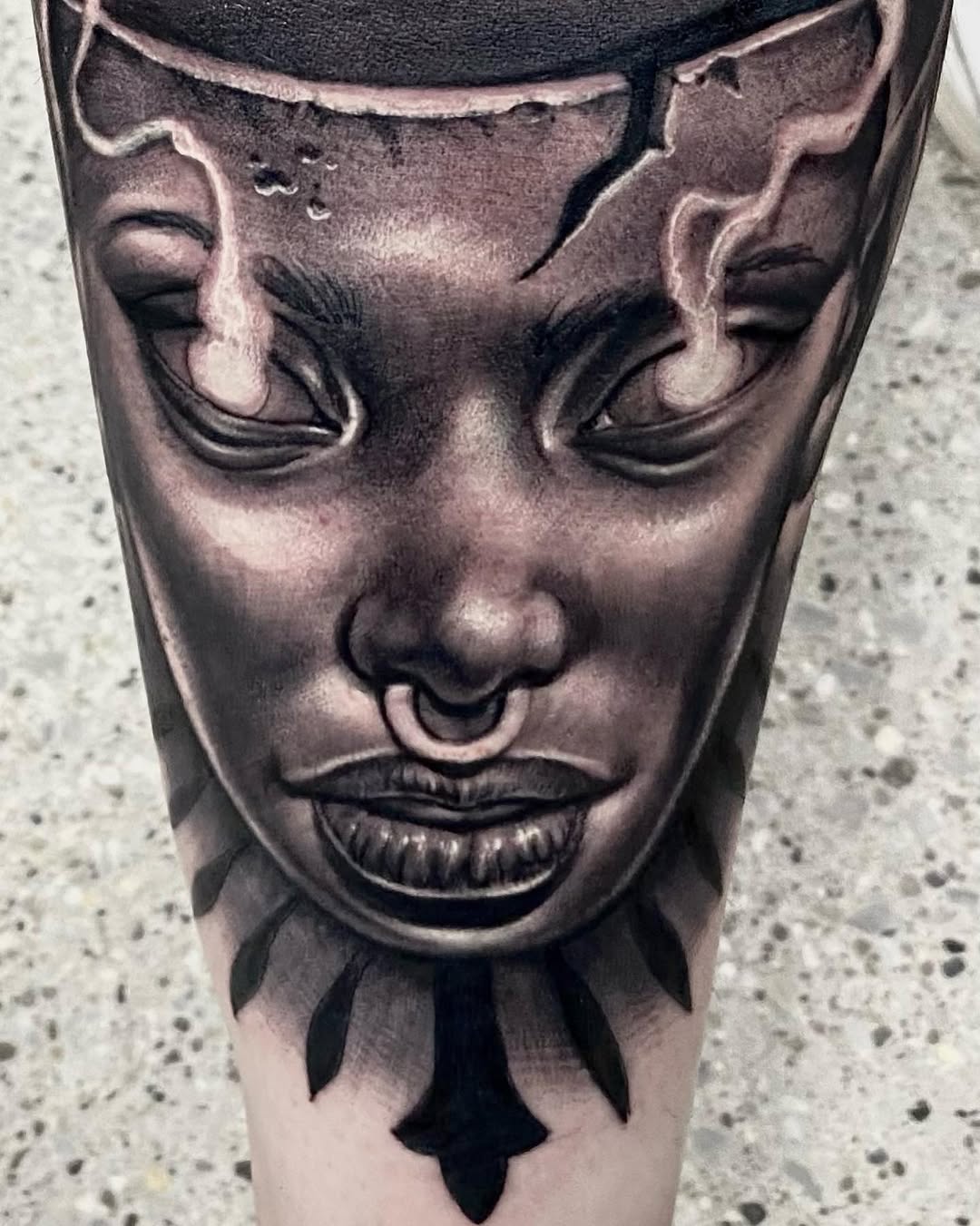 Tattoo by @art_by_quindeelmitchell — black_and_grey, realism