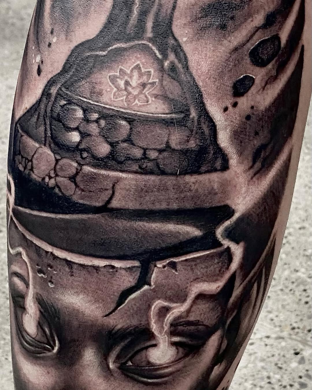 Tattoo by @art_by_quindeelmitchell — realism, black_and_grey