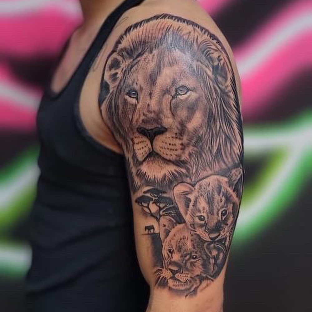 Tattoo by @tat2mushu — realism, black_and_grey