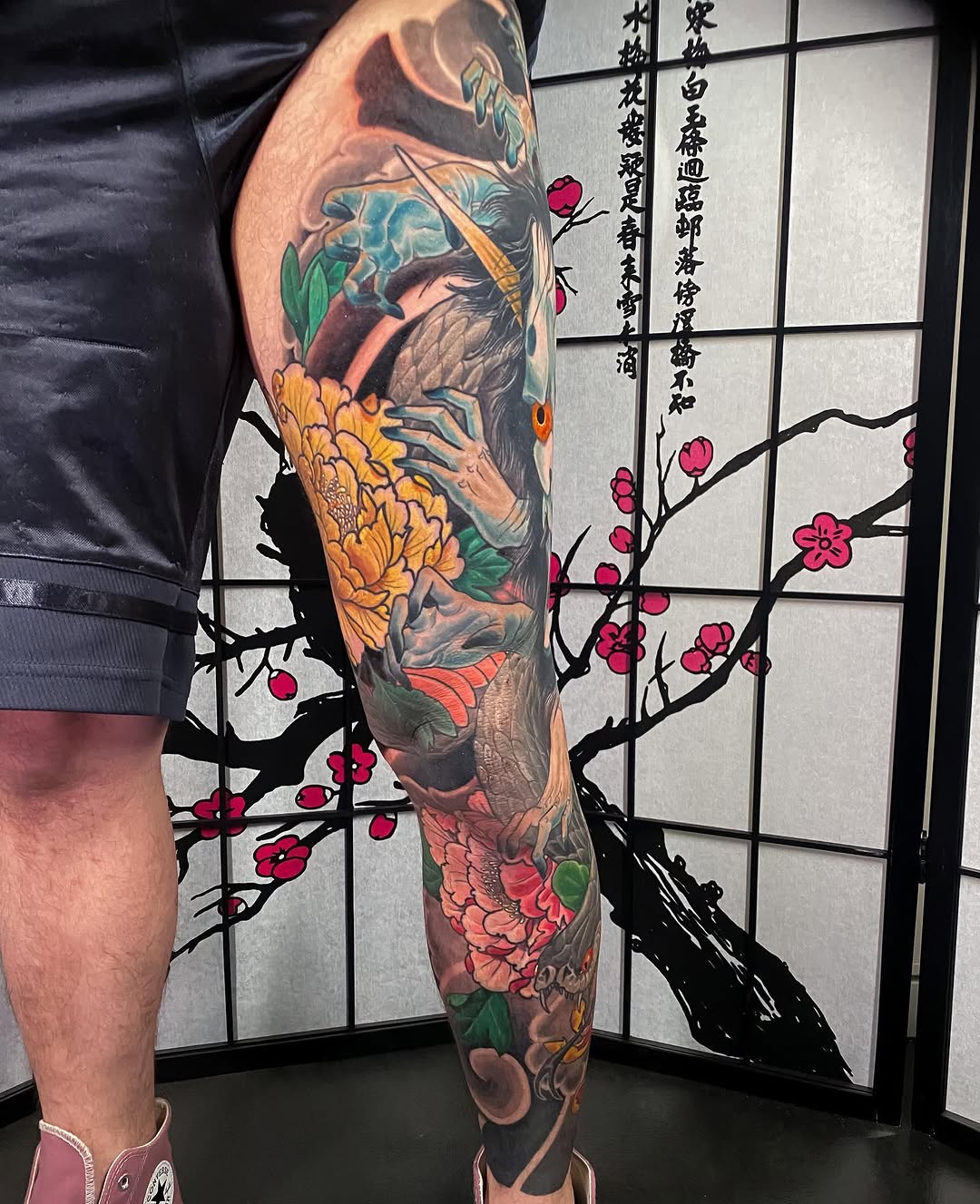 Tattoo by @ericjamestattooer — japanese_irezumi, black_and_grey