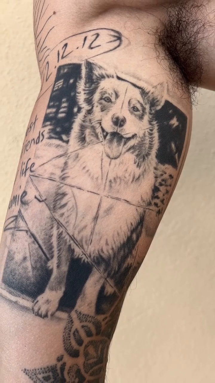 Dog portrait realism tattoo by Luisd_art, Charlotte, North Carolina