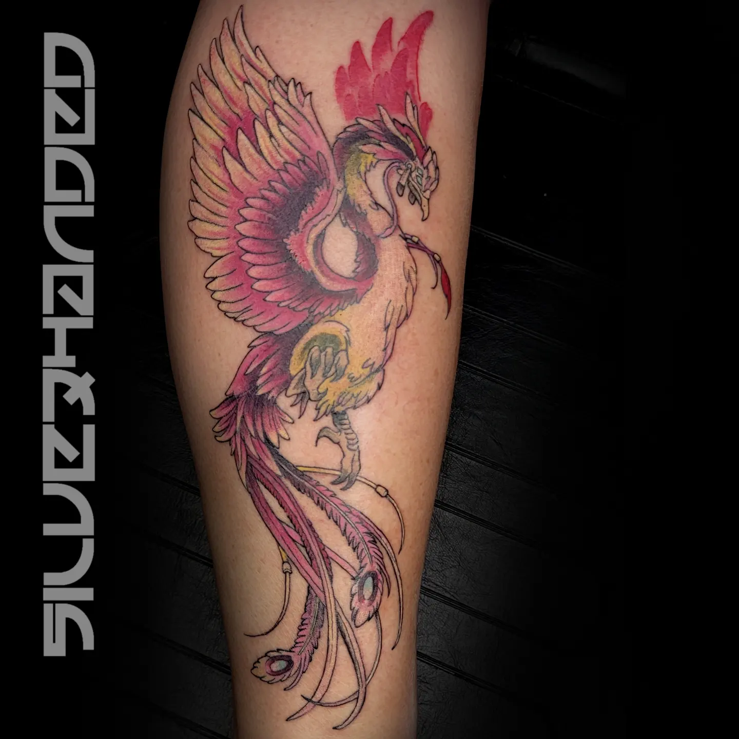 Phoenix neo-traditional tattoo on the forearm by Tj Silverhand