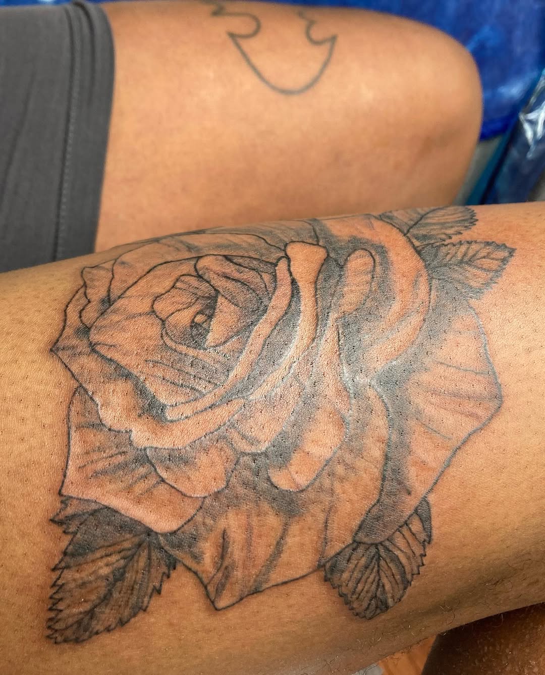 Rose dotwork tattoo on the forearm by CmoreInk