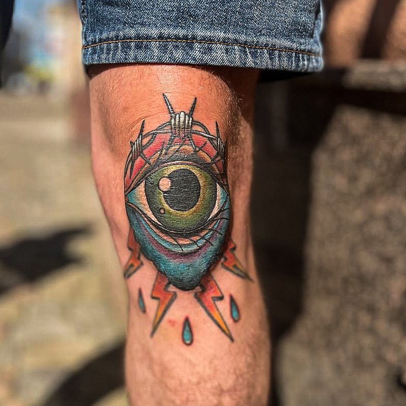 Eye neo-traditional tattoo on the forearm by NYC