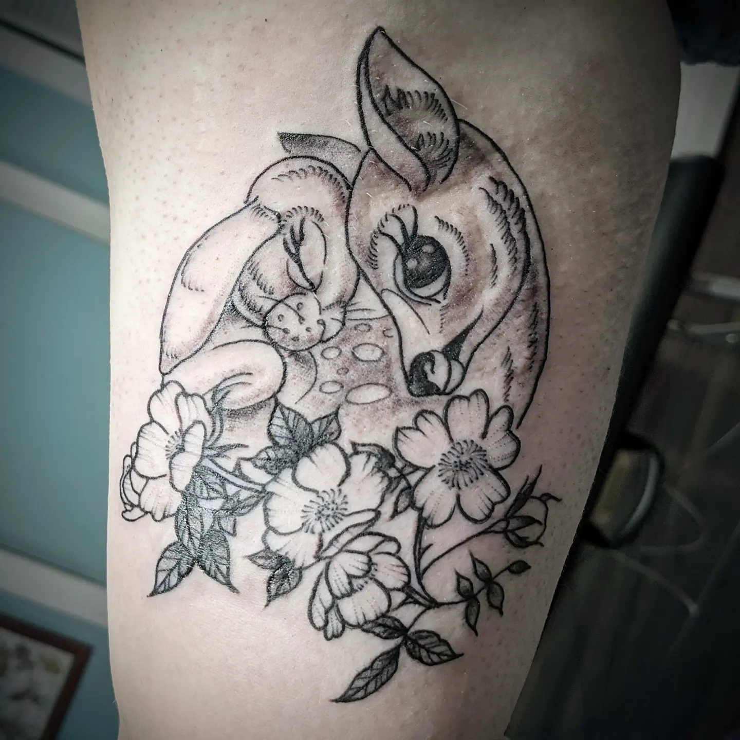 Tattoo by @mousetattoo — black_and_grey