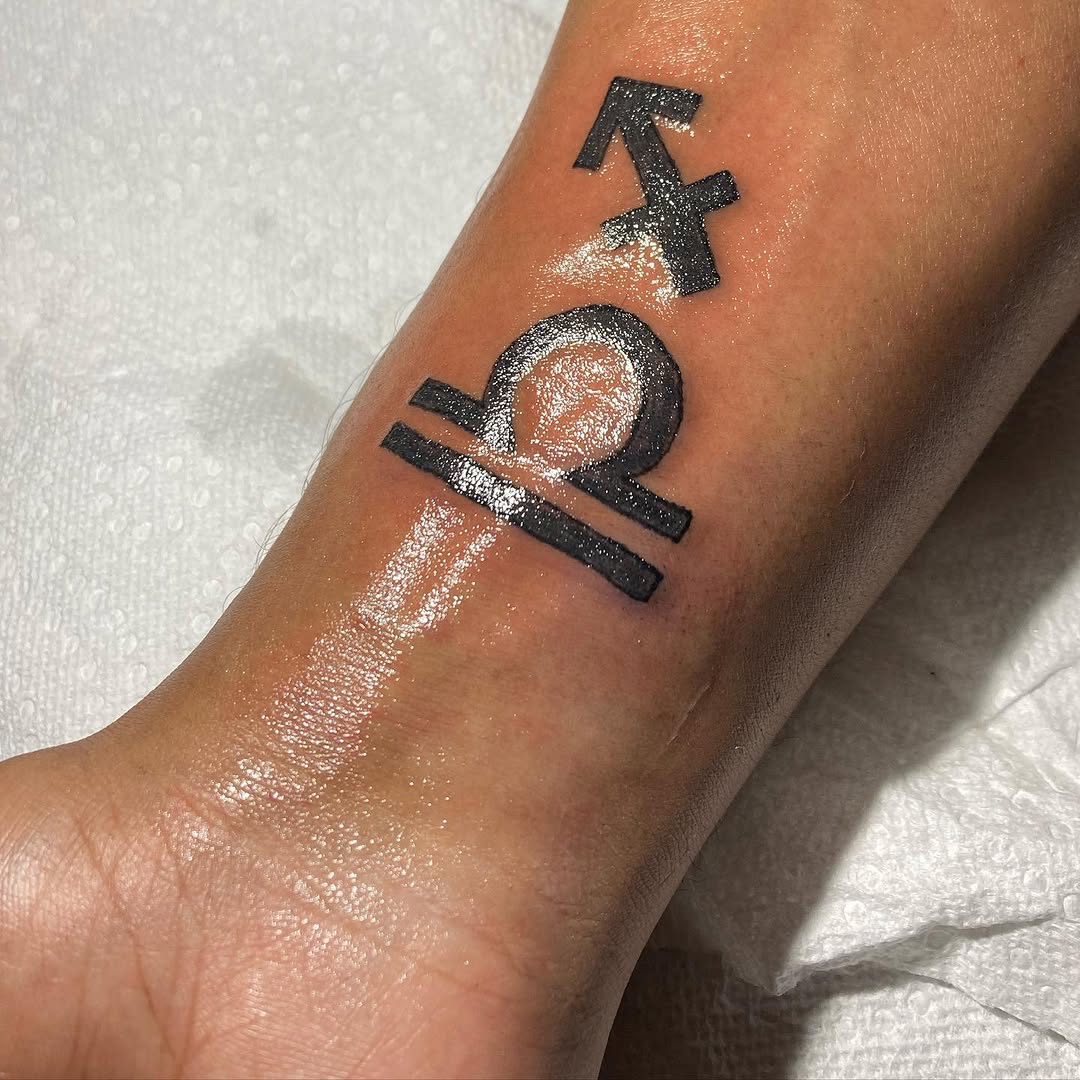 Zodiac symbols tattoo on the forearm by CmoreInk