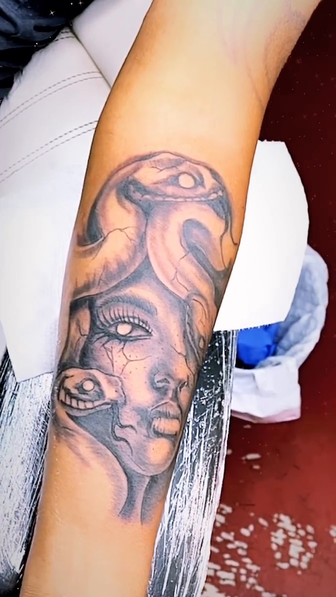 Tattoo by @artby_kendal — realism, black_and_grey