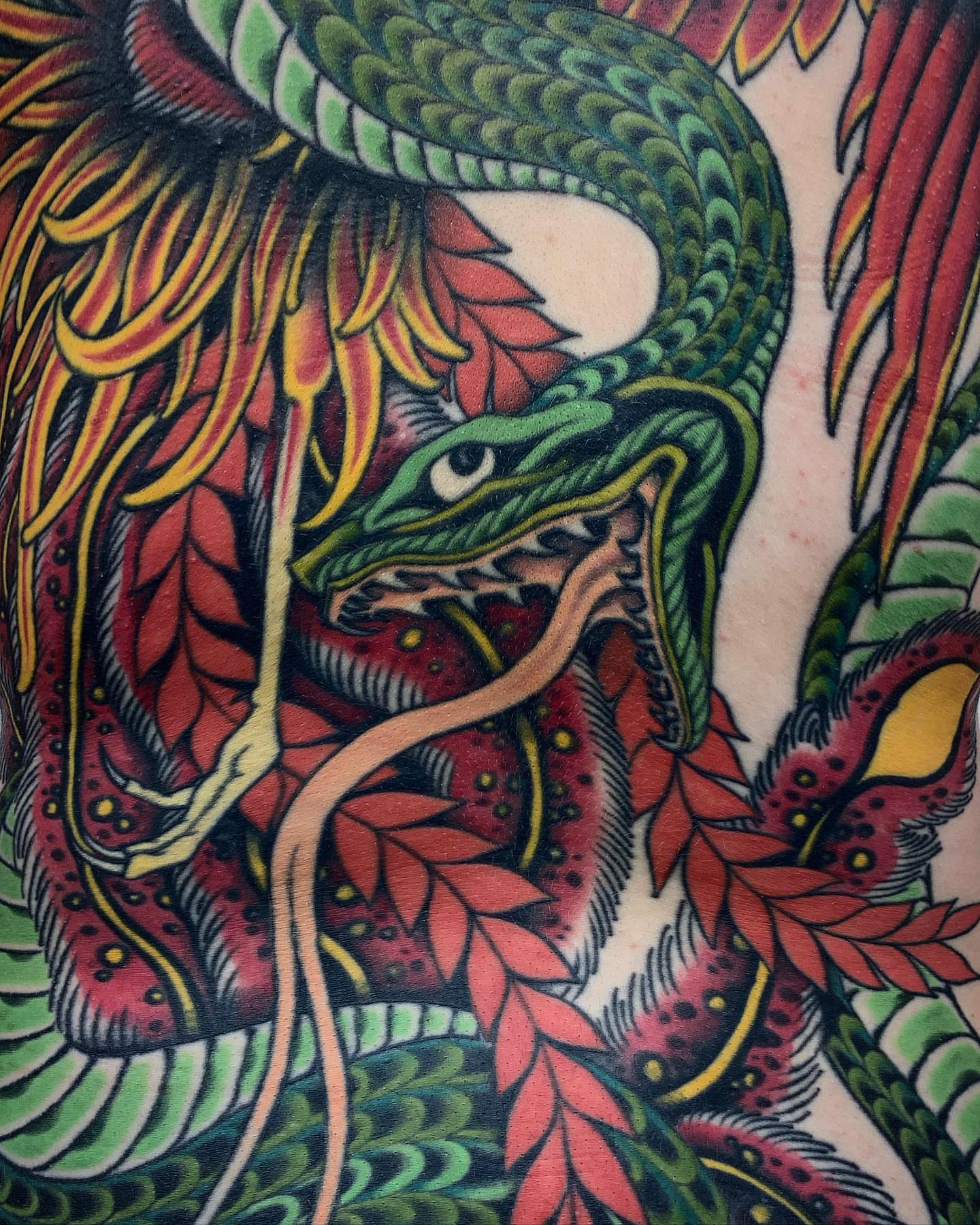Serpent American traditional tattoo by Jay Breen