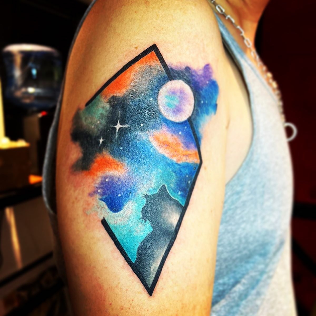 Tattoo by @2ndstreet_tattoo — watercolor, geometric