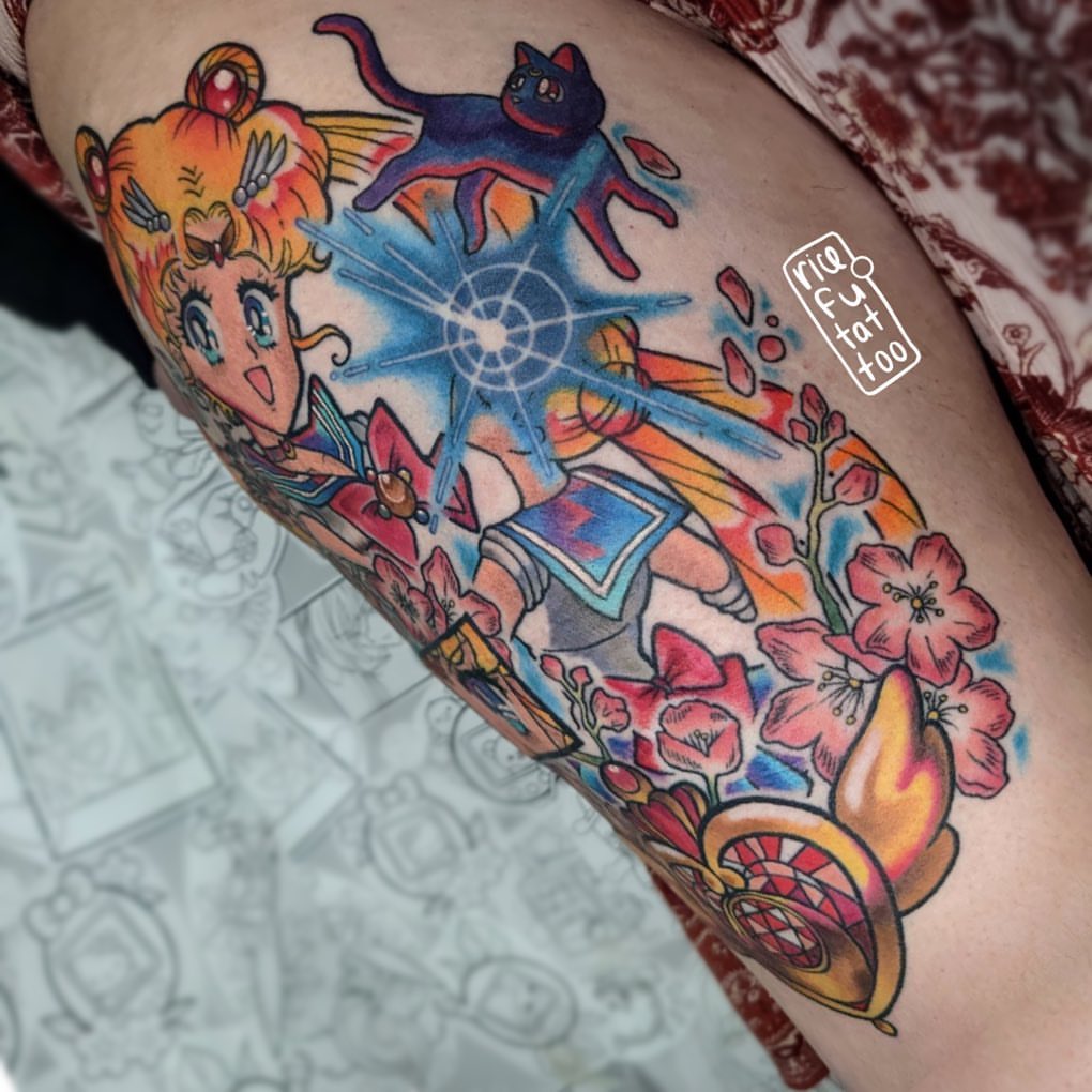 Tattoo by @ricefu_asa — anime, dotwork