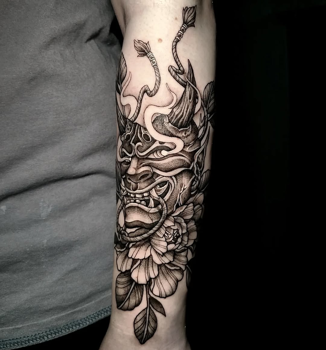 Tattoo by @sydneypaigetattoos — japanese_irezumi, black_and_grey
