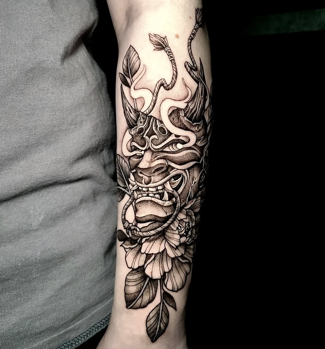 Tattoo by @sydneypaigetattoos — japanese_irezumi, black_and_grey