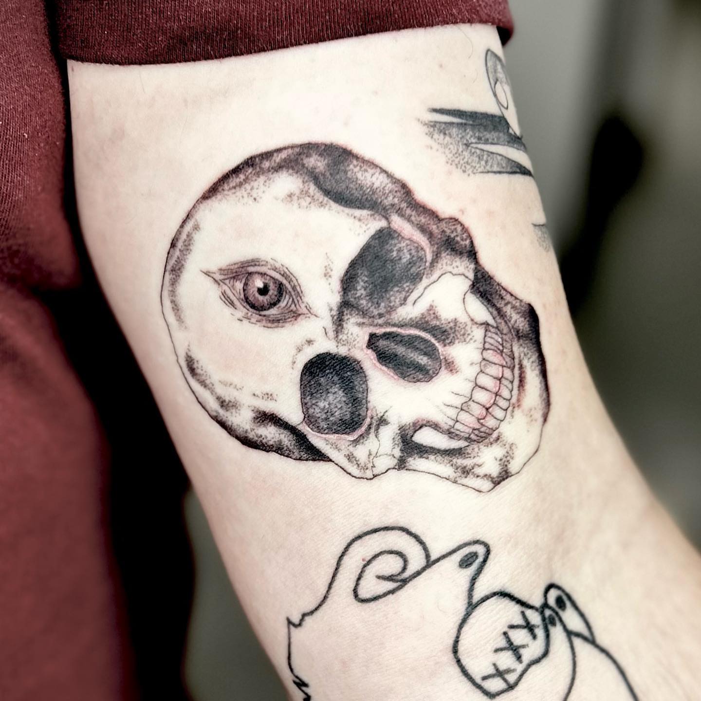 Tattoo by @lildebbie214 — realism, dotwork