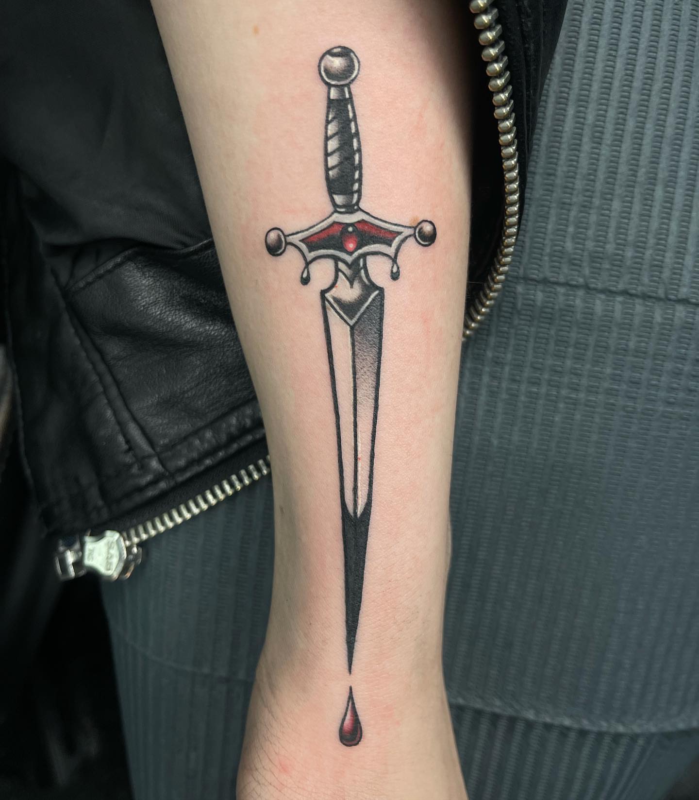 Sword black and grey tattoo on the forearm by π»ππππ β½ πΏππππ, Franklin, Tennessee