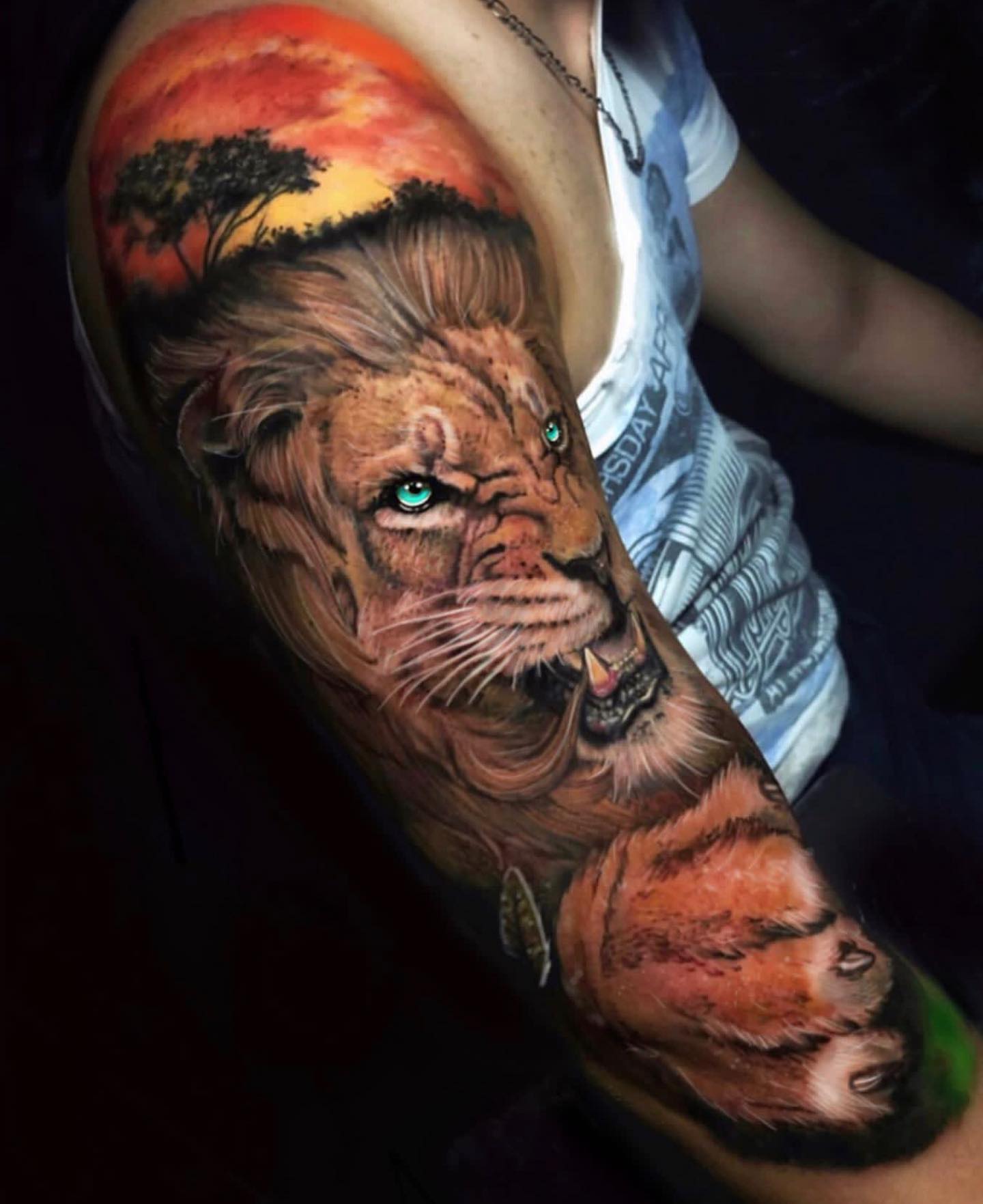 Lion realism tattoo on the forearm by Henrry Bravo