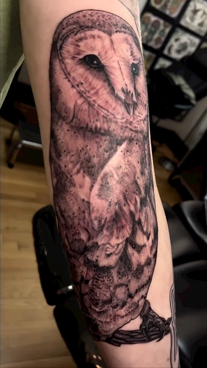 Tattoo by @justintattooart — realism, dotwork