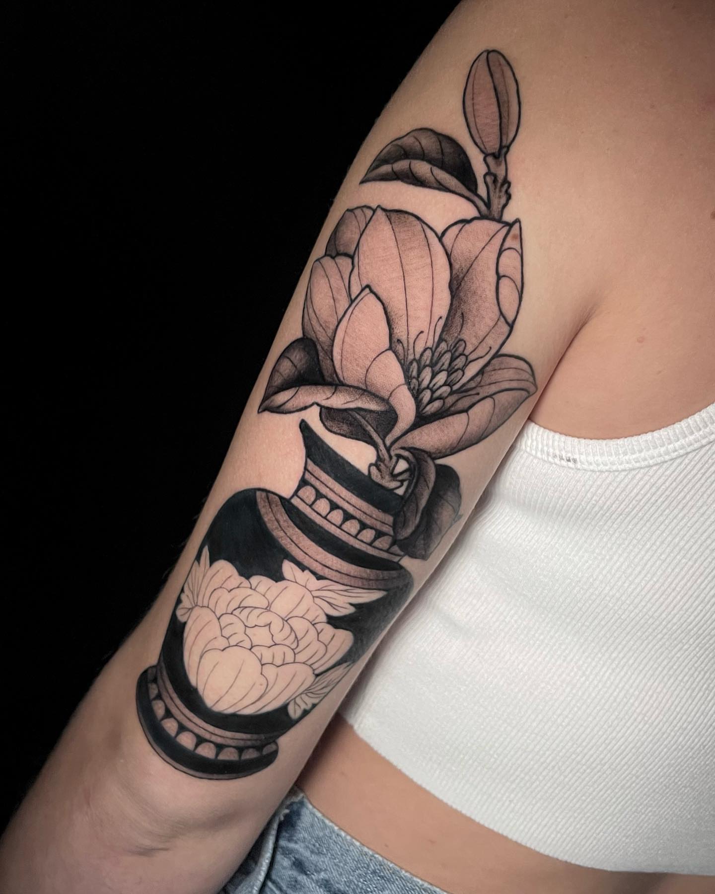 Tattoo by @ambergreytattoos — black_and_grey