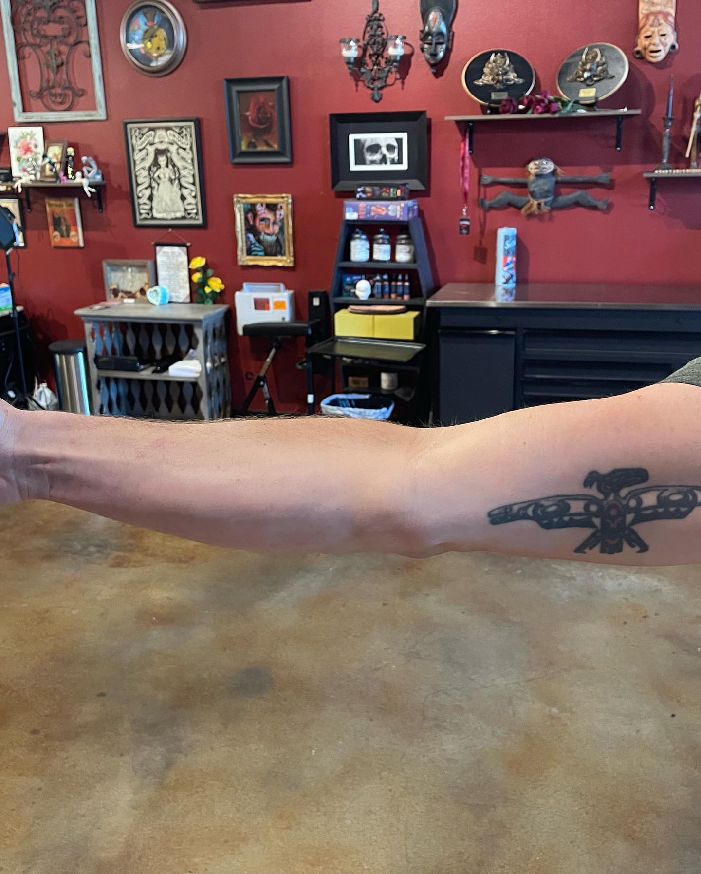 Moth black and grey tattoo on the forearm by Jerm Rekow