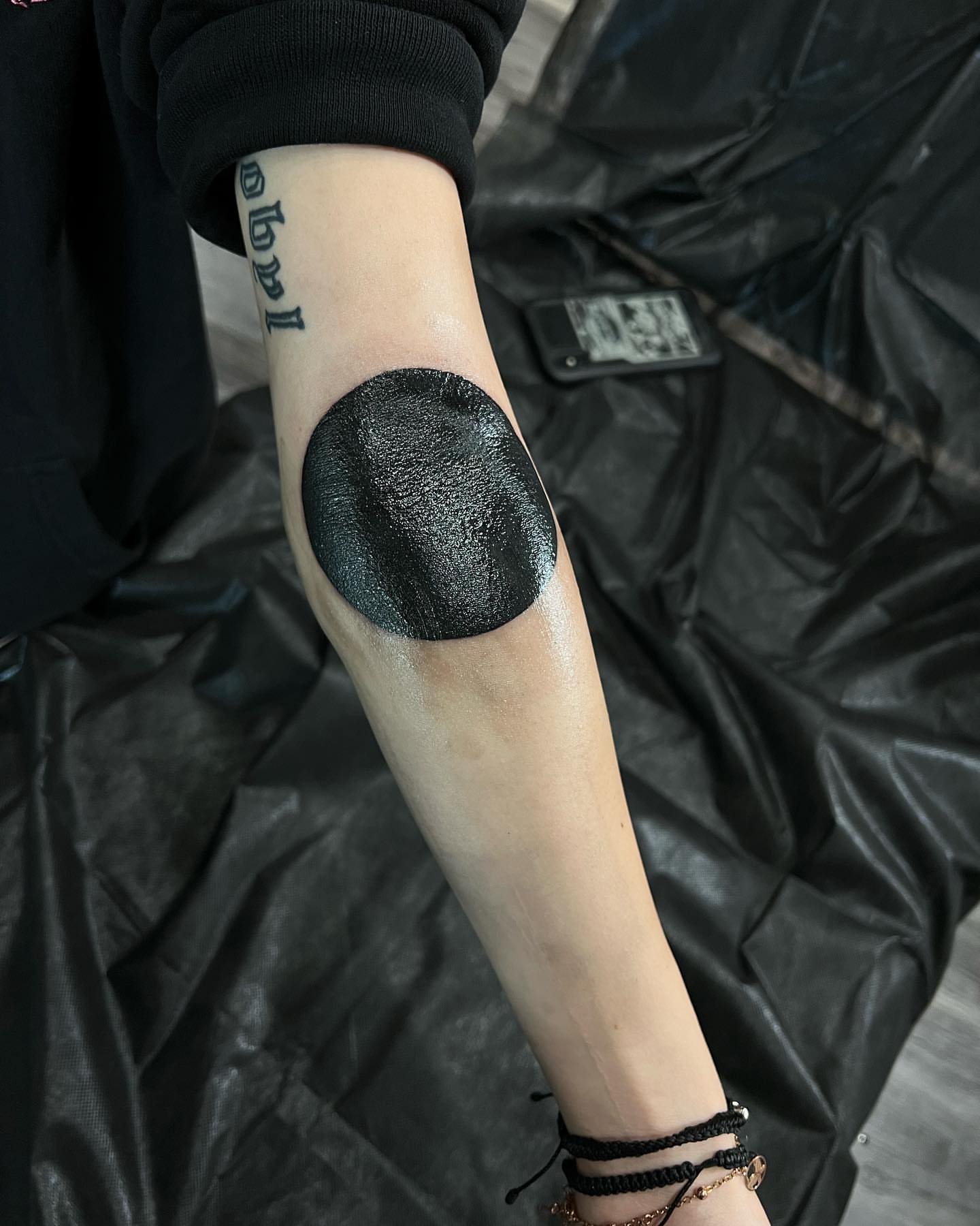 Circle black and grey tattoo on the forearm by 𝕭𝖗𝖞𝖈𝖊 𝖂𝖎𝖑𝖑𝖎𝖆𝖒