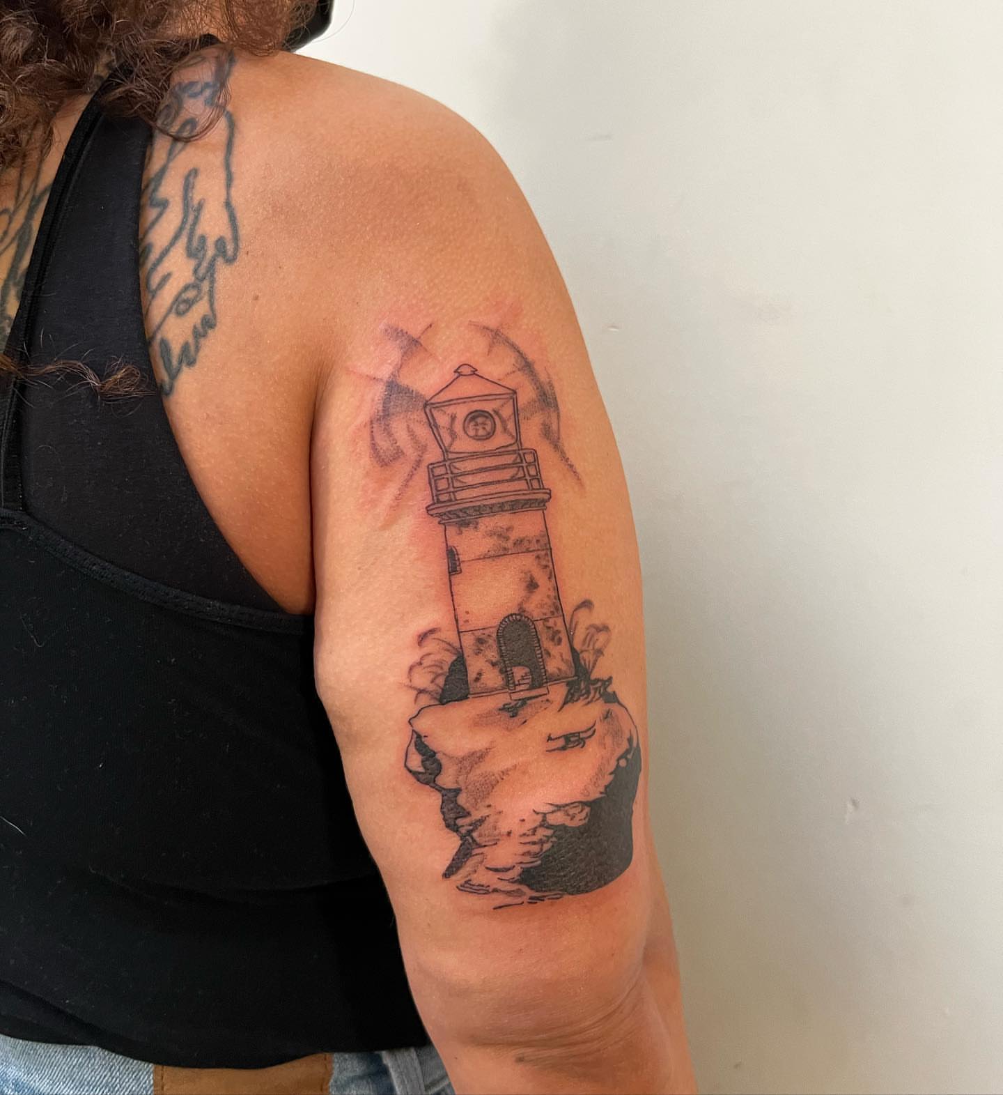 Tattoo by @dreamrealm — black_and_grey