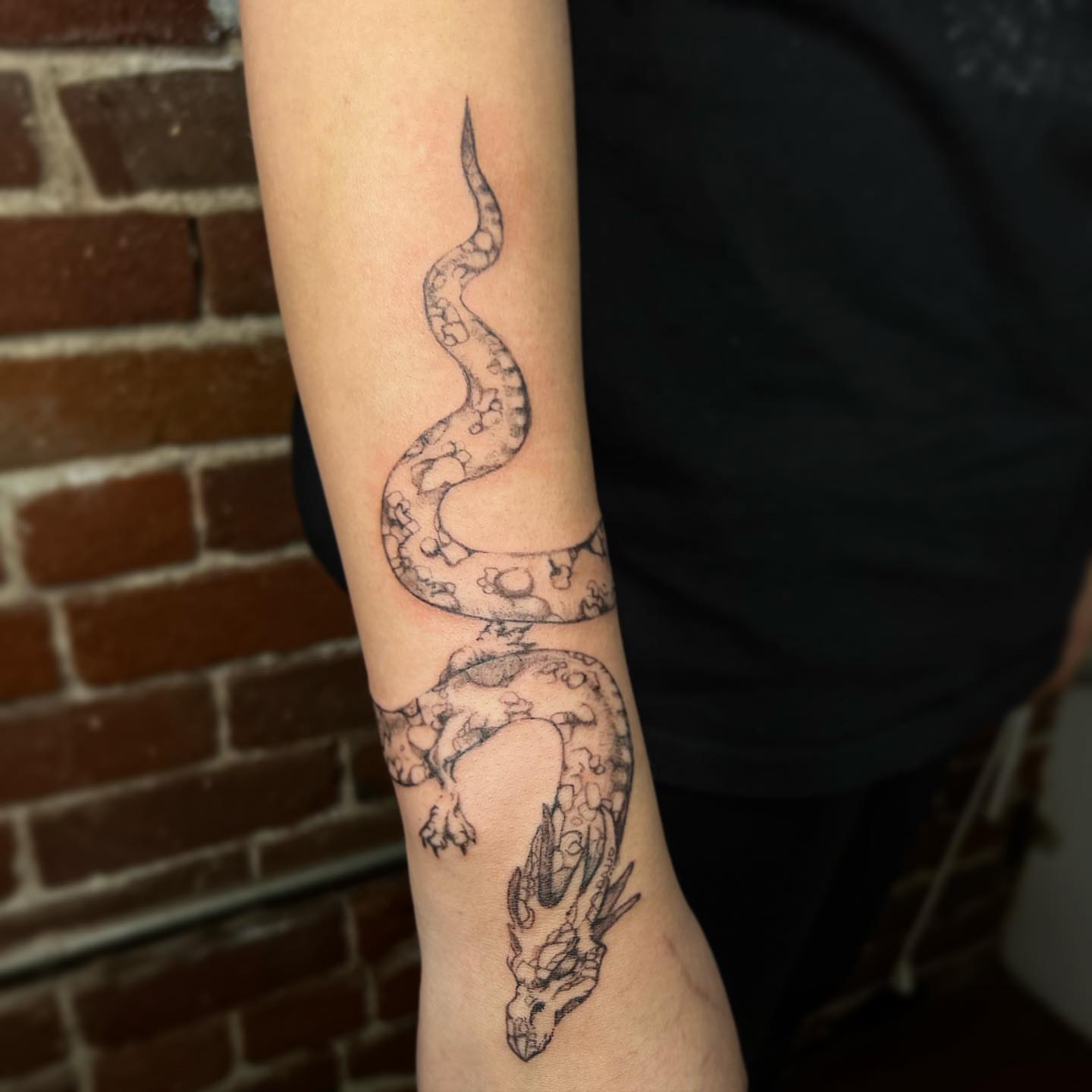 Tattoo by @dreamrealm — black_and_grey
