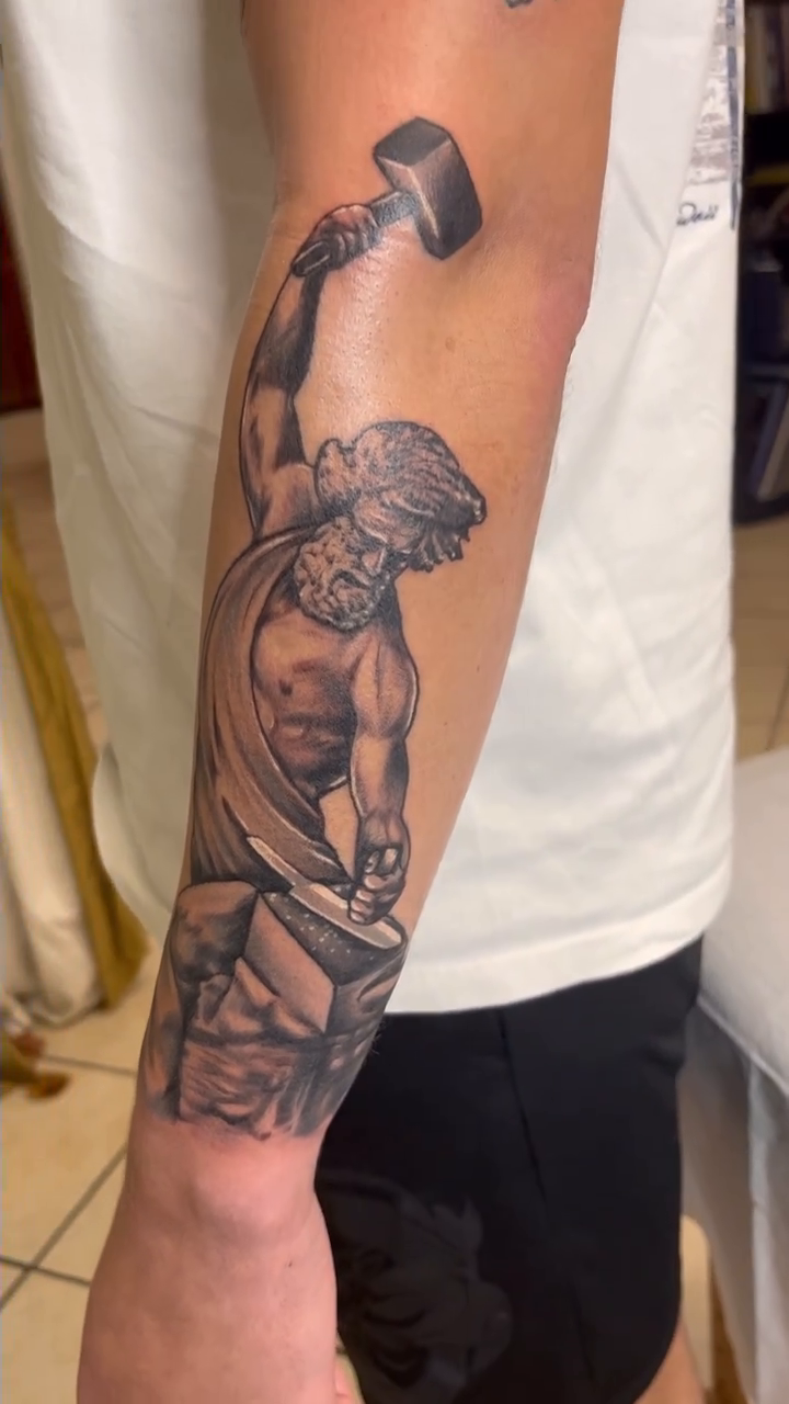 Mythological figure sculpting realism tattoo by Look