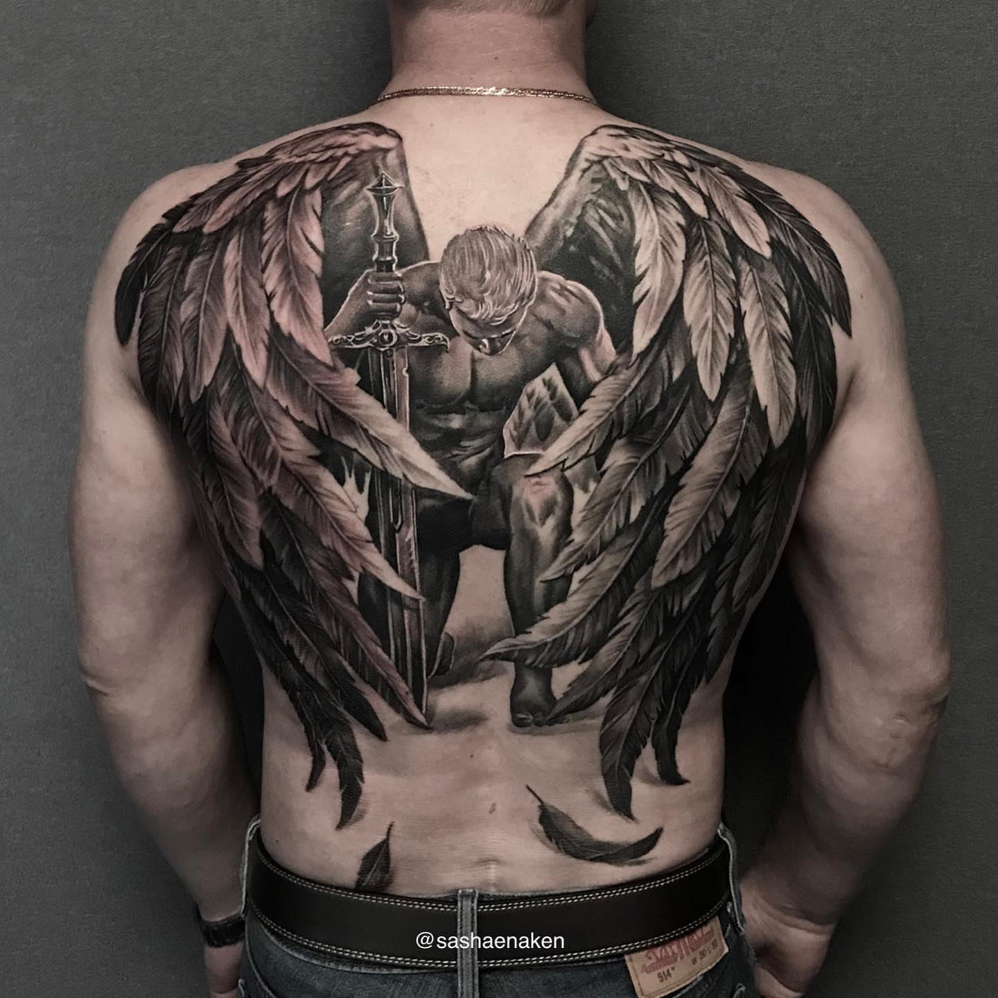 Tattoo by @sashaenaken — black_and_grey, realism