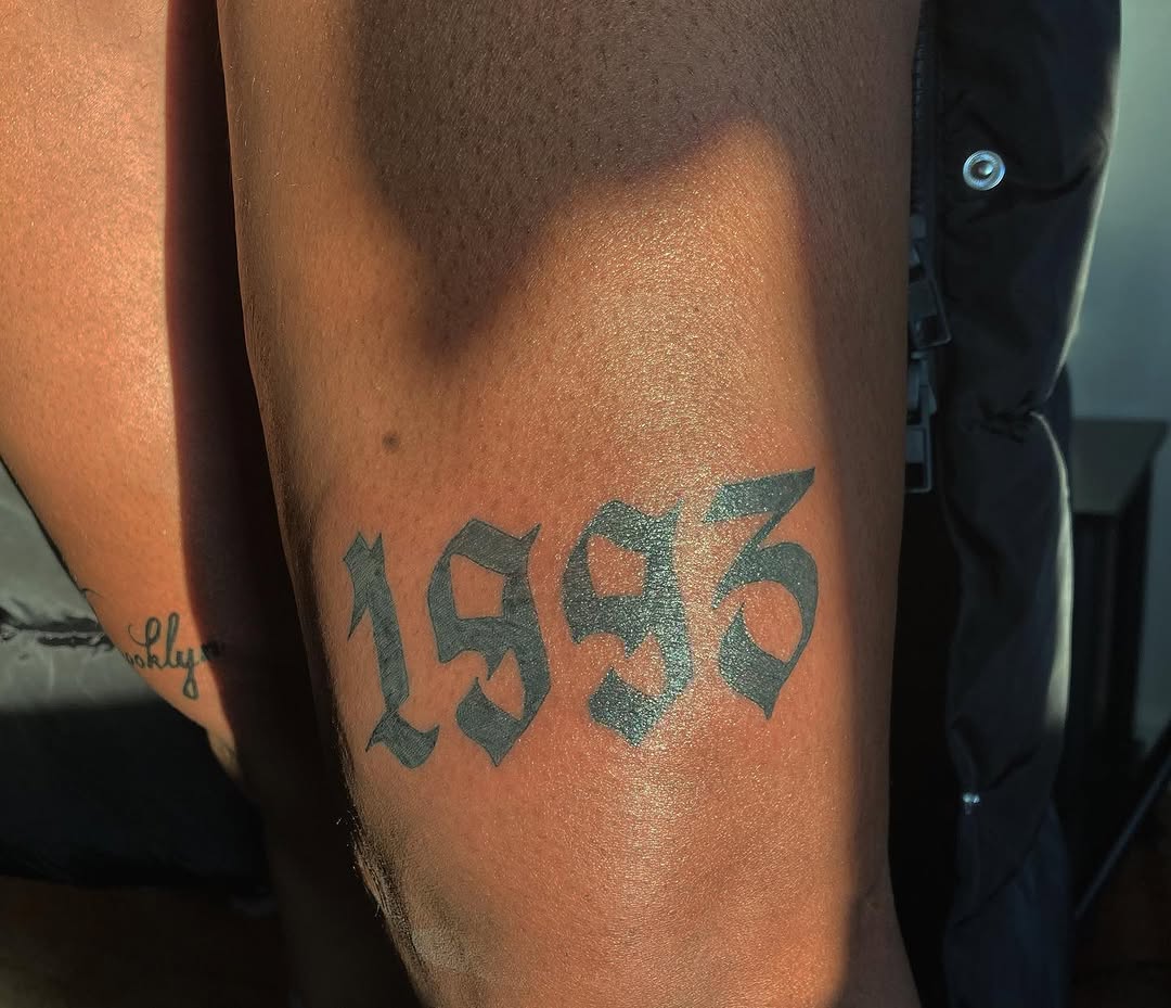 1995 Chicano tattoo on the leg by CmoreInk