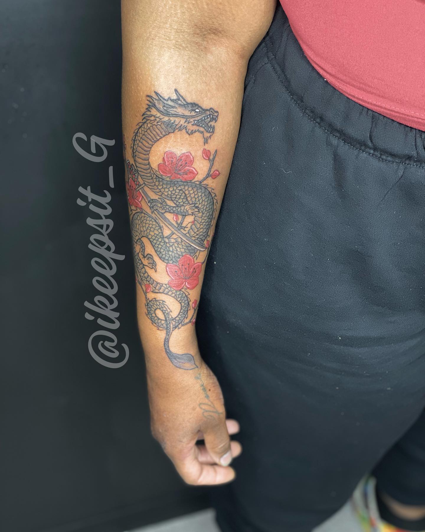 Dragon and cherry blossoms japanese irezumi tattoo on the forearm by Prolific🏁so Gifted