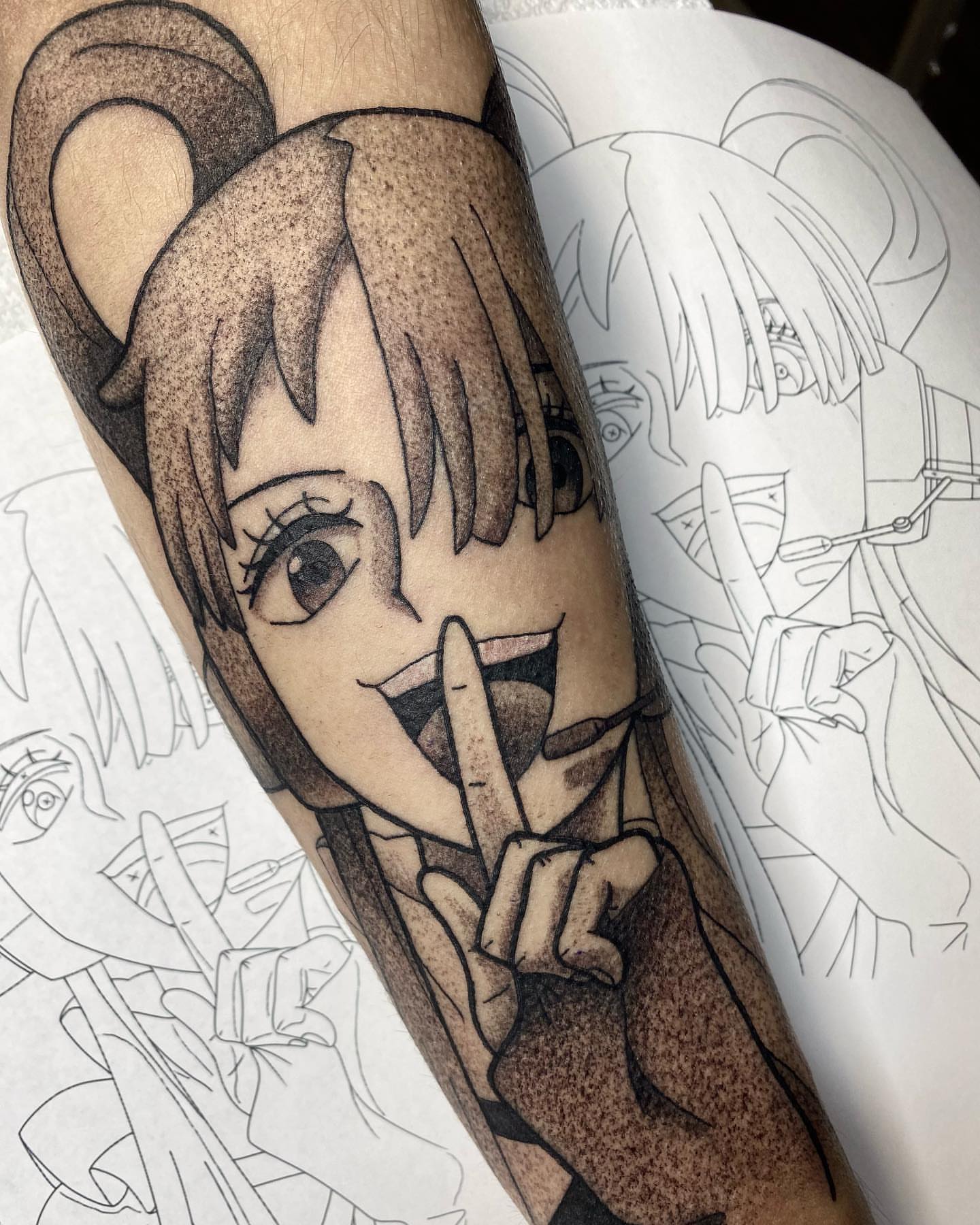 Tattoo by @llijah — dotwork, anime