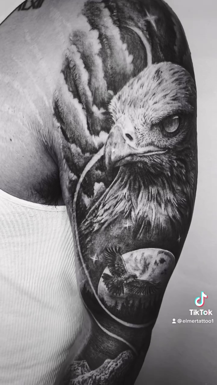 Tattoo by @elmertattoo1 — realism, black_and_grey