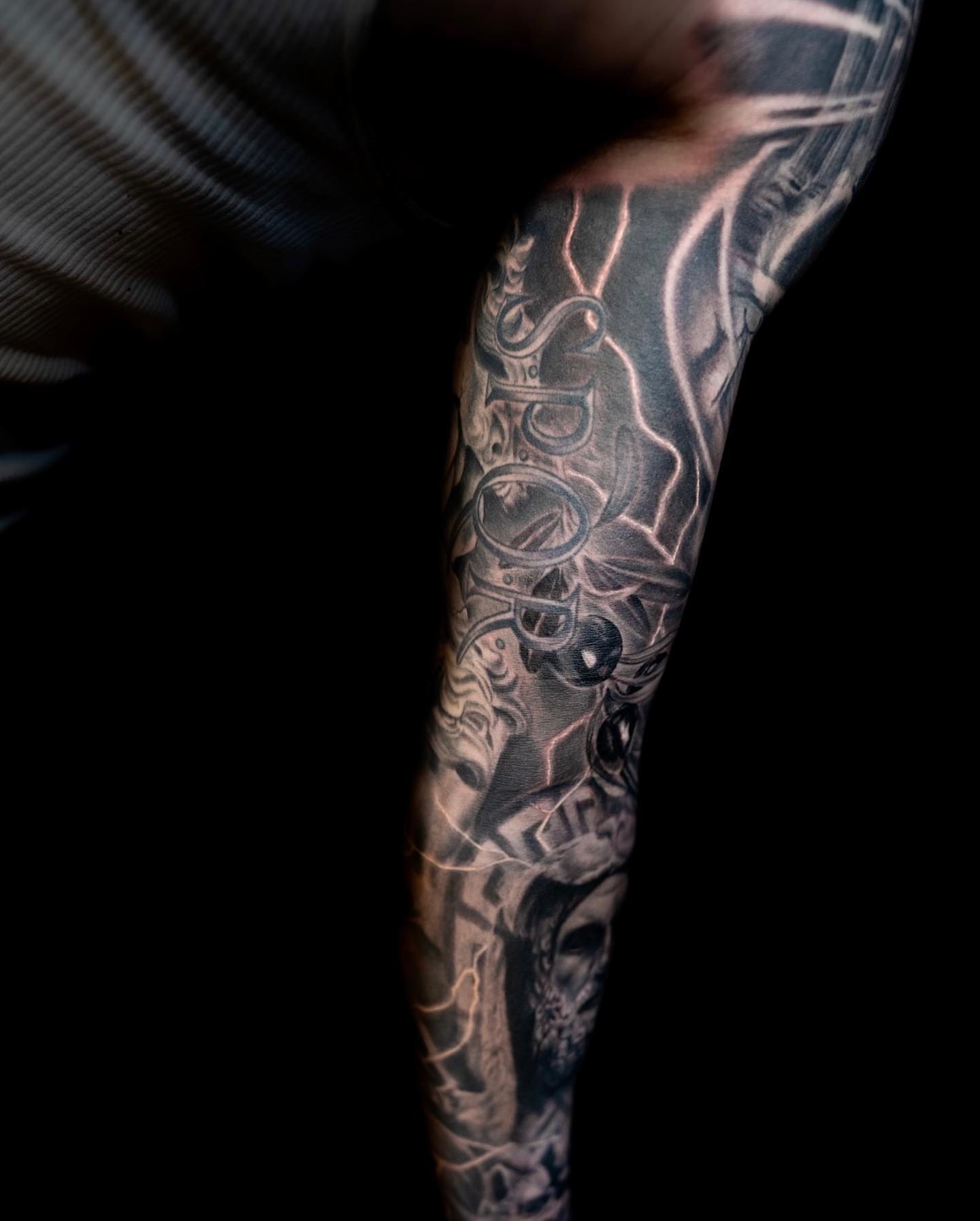 Mechanical design geometric tattoo on the forearm by Matt Vaught π Dark Surrealism