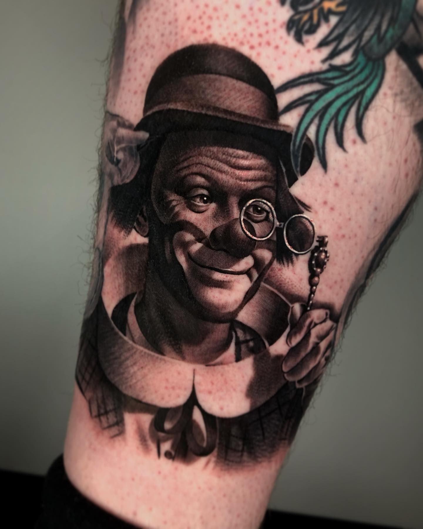 Clown realism tattoo on the forearm by David Torres