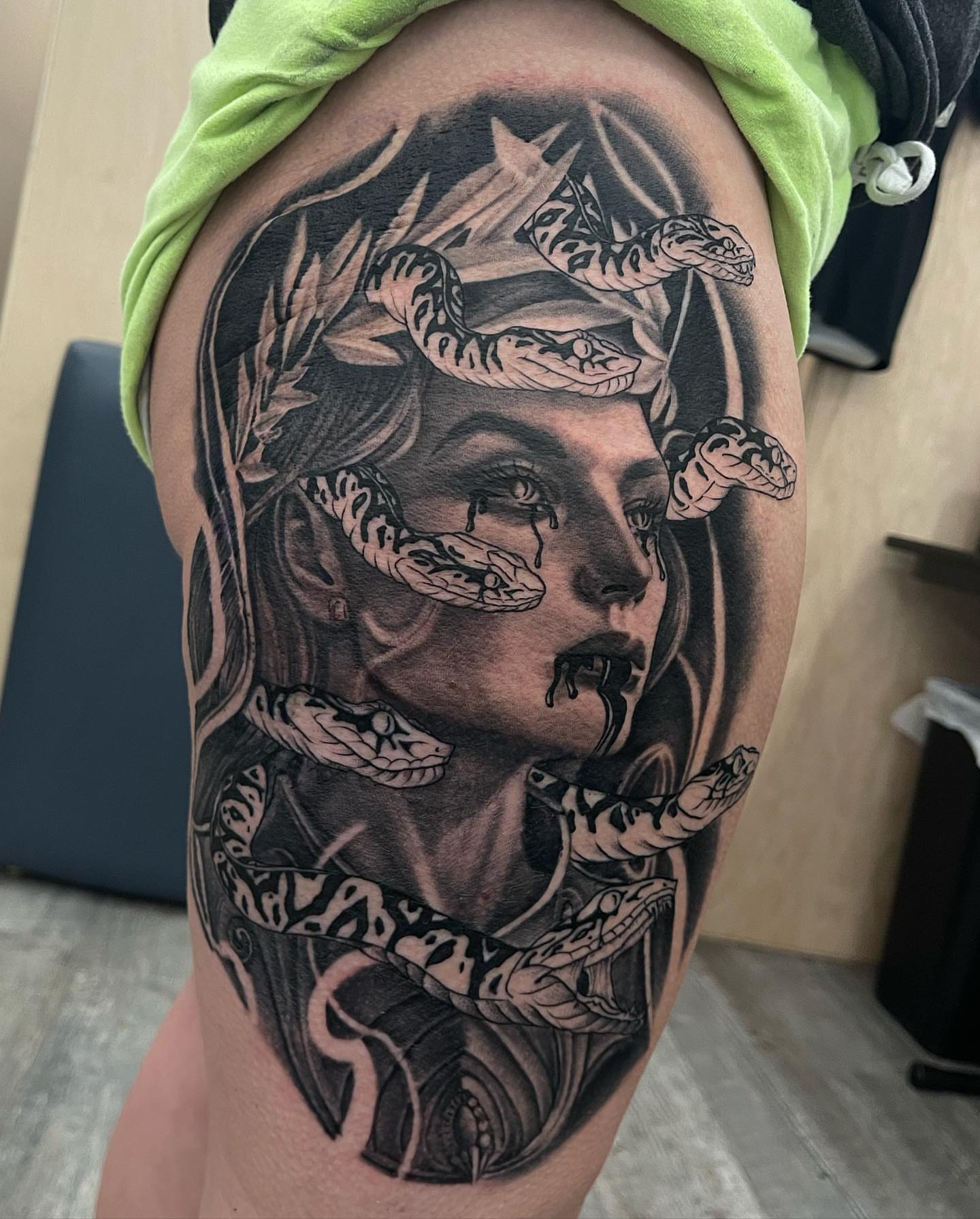 Tattoo by @grineylagantattoo — black_and_grey, realism