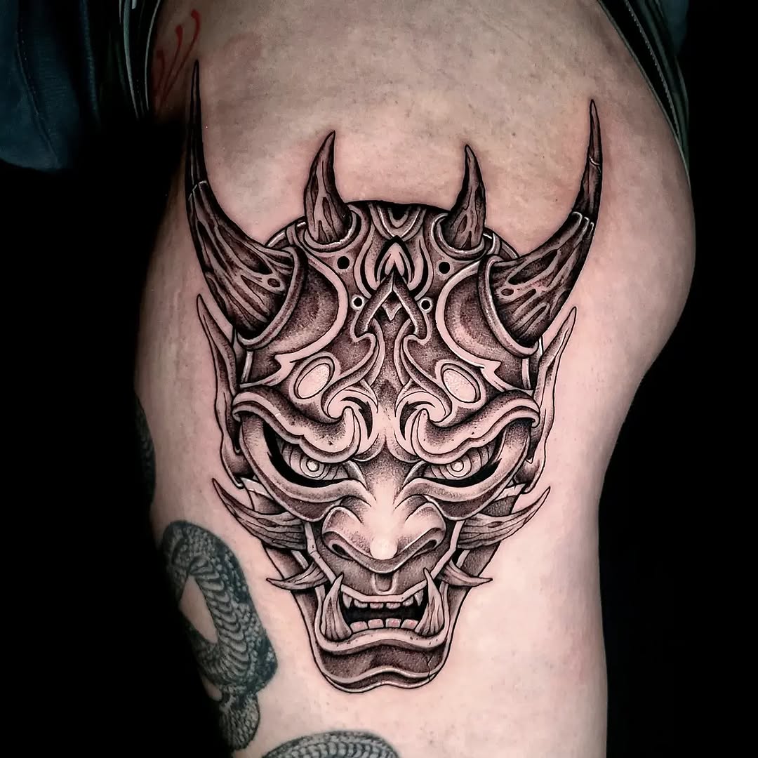 Tattoo by @sydneypaigetattoos — japanese_irezumi, black_and_grey