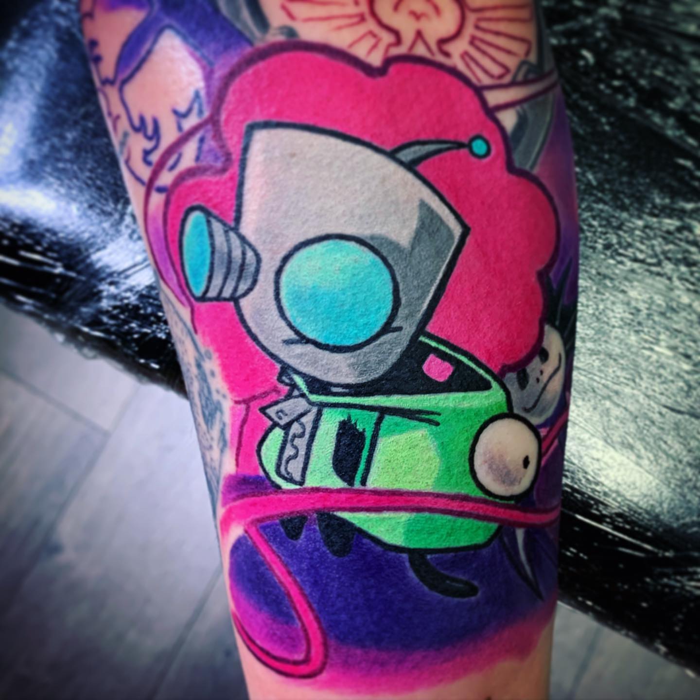 Robot with car new school tattoo on the forearm by TyEsha Reels