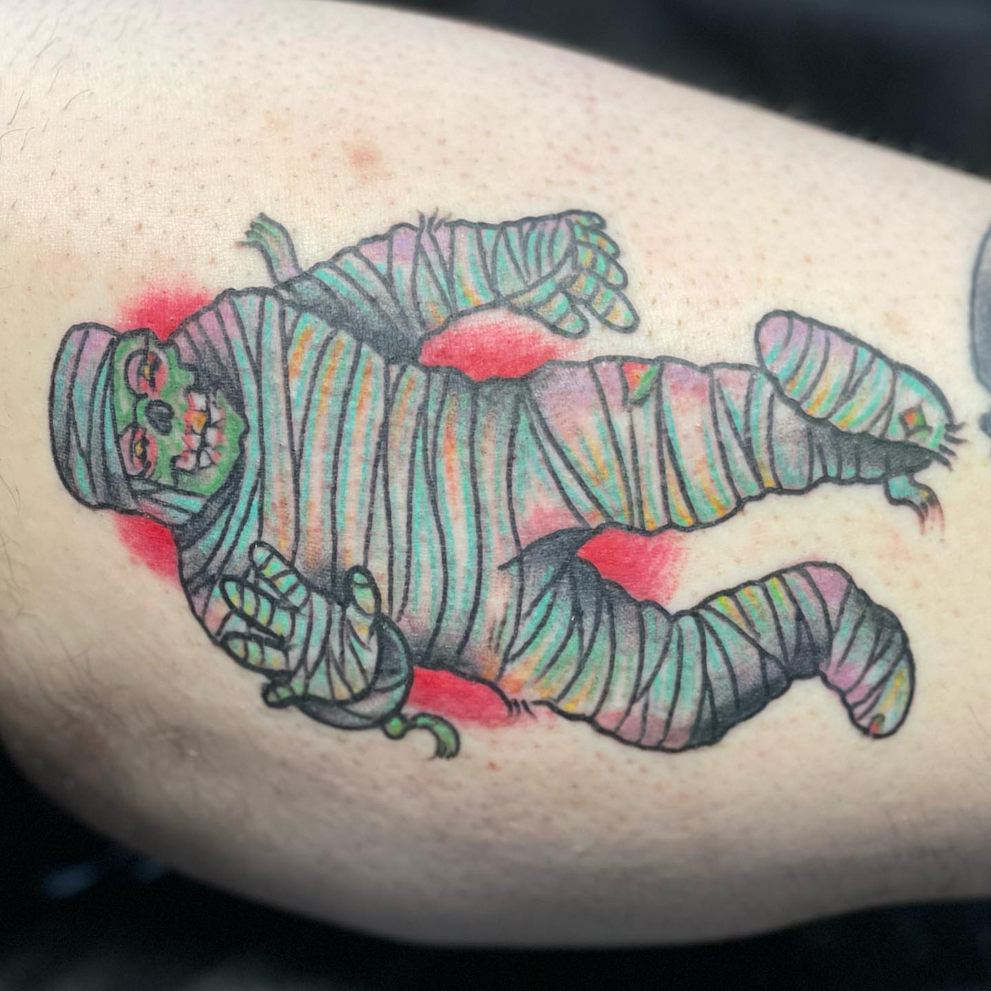 Mummy American traditional tattoo on the forearm by Edward Choat