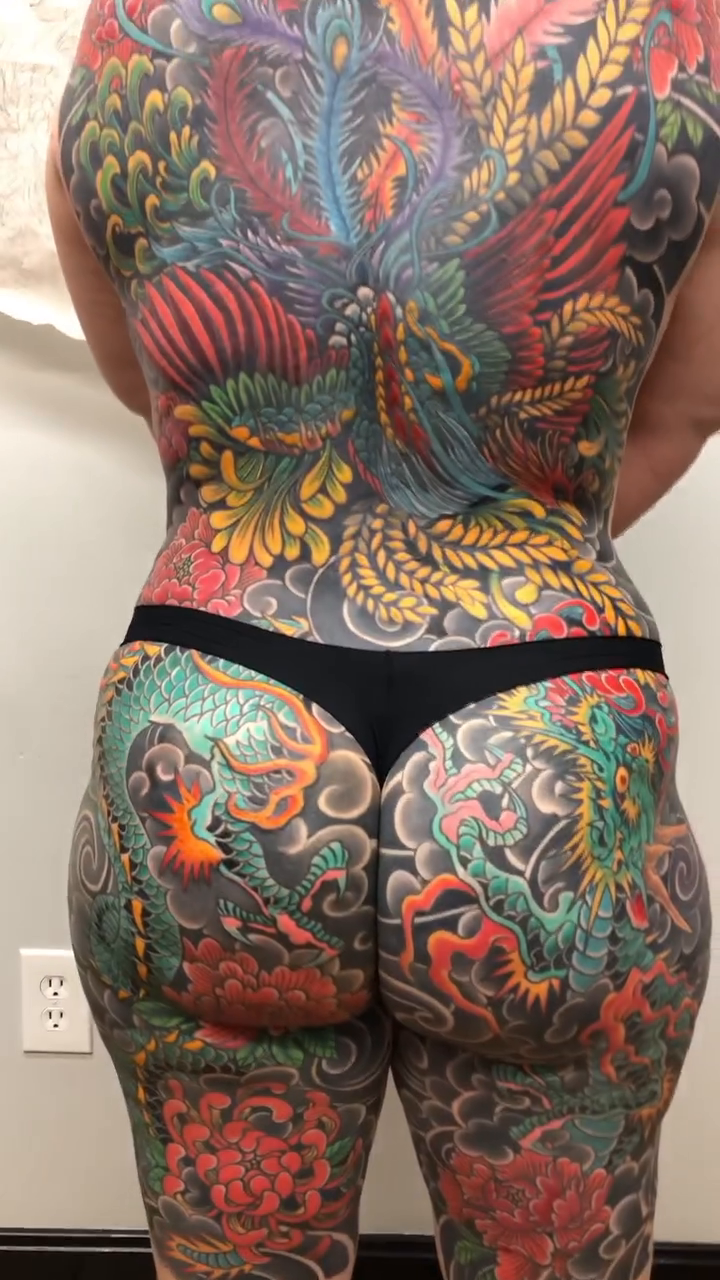 Phoenix and dragon with floral elements japanese irezumi tattoo by Steven Campbell, Kansas City, Missouri