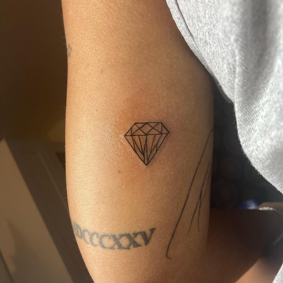 Diamond minimalist tattoo on the forearm by CmoreInk
