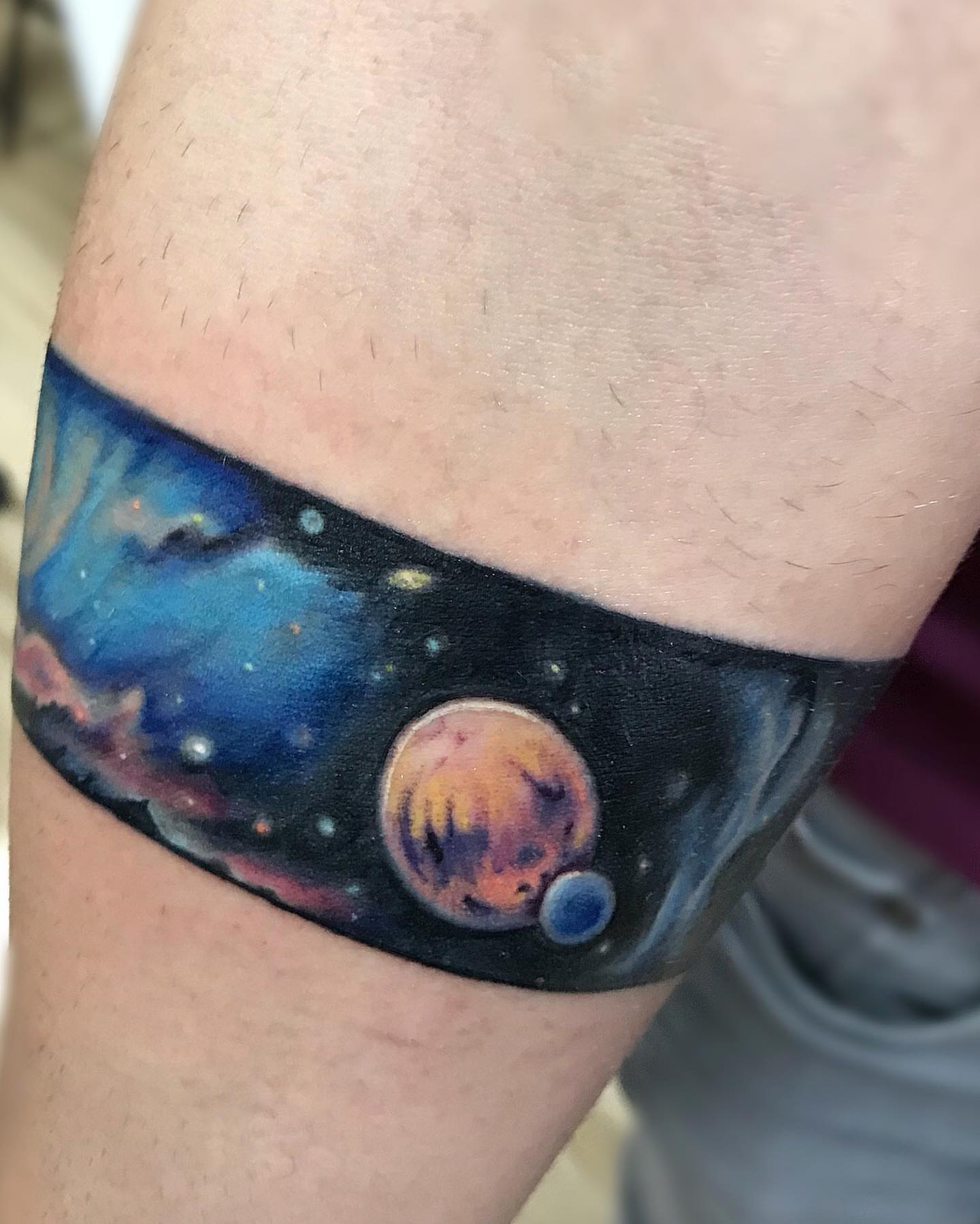 Space scene realism tattoo on the forearm by Luisd_art, Charlotte, North Carolina