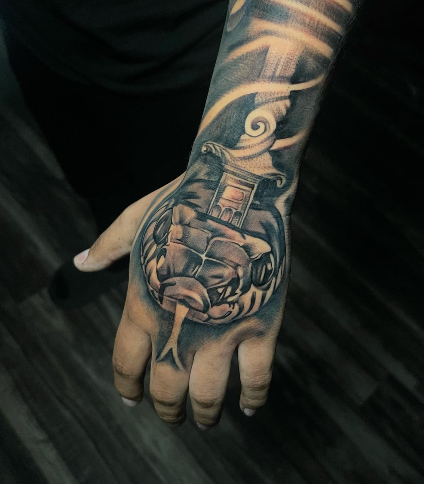 Lighthouse realism tattoo on the hand by George Maldonado Austin, Austin, Texas