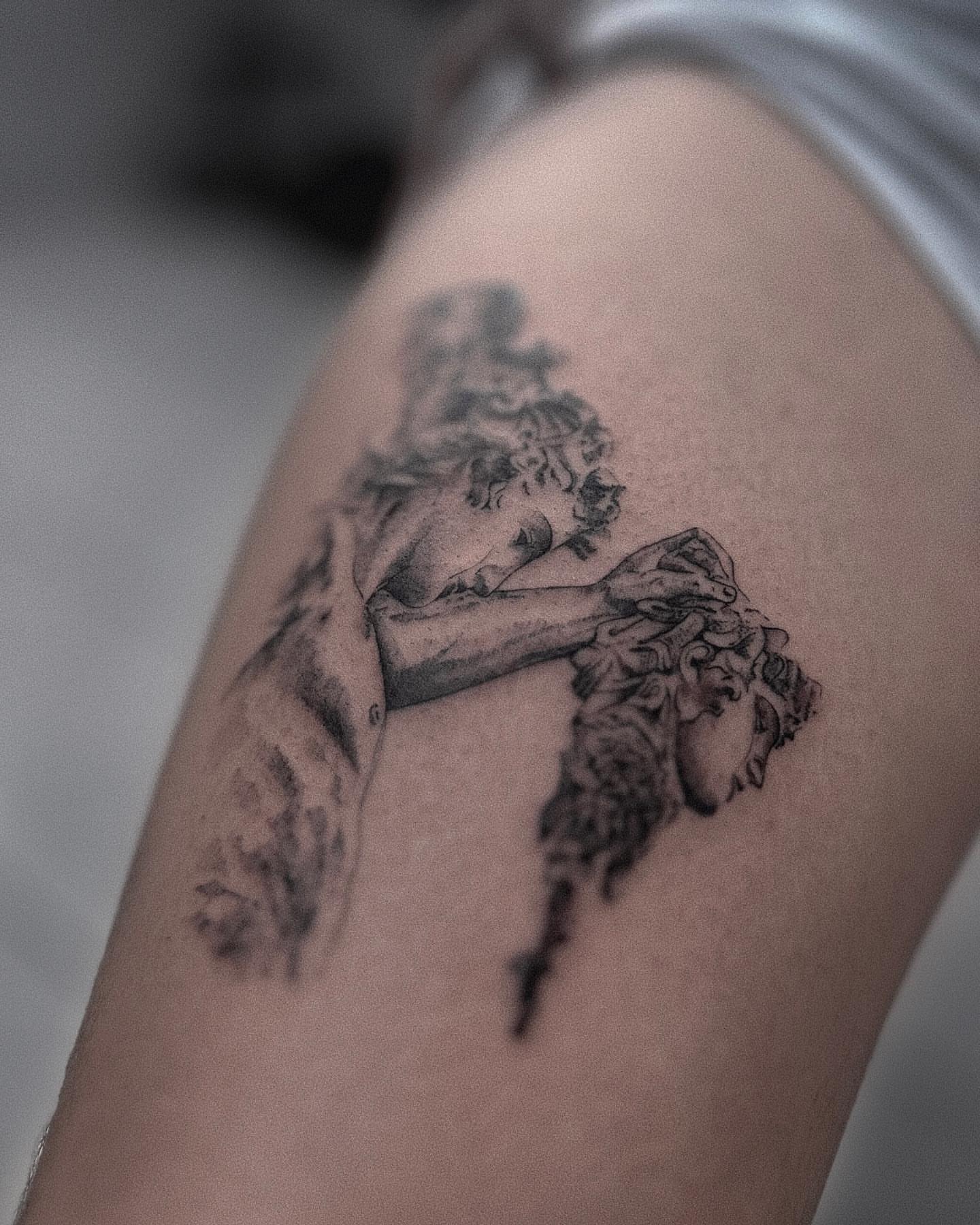 Tattoo by @ron.alvarez_tattoo — black_and_grey, realism