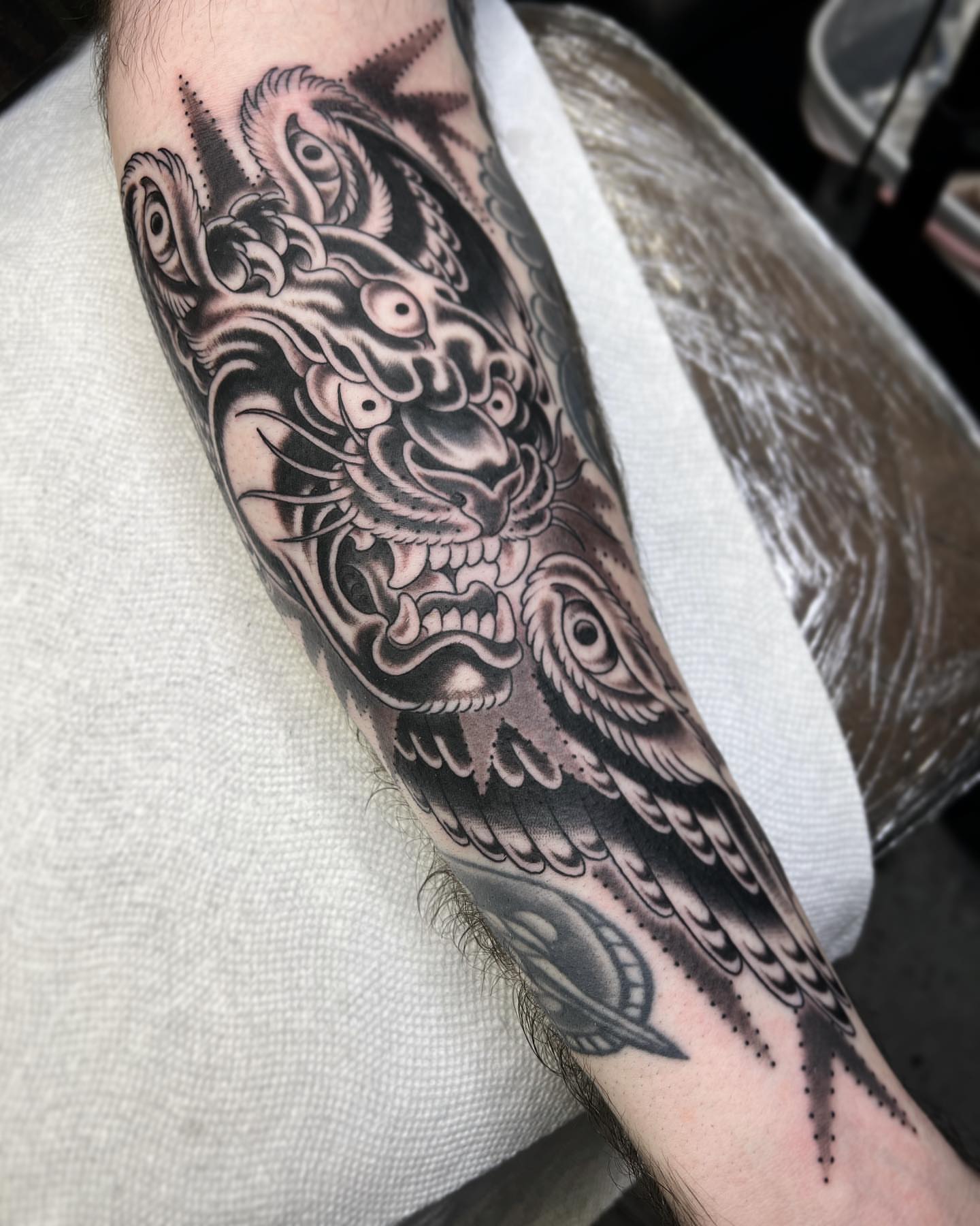Tattoo by @alton_sides — black_and_grey, japanese_irezumi