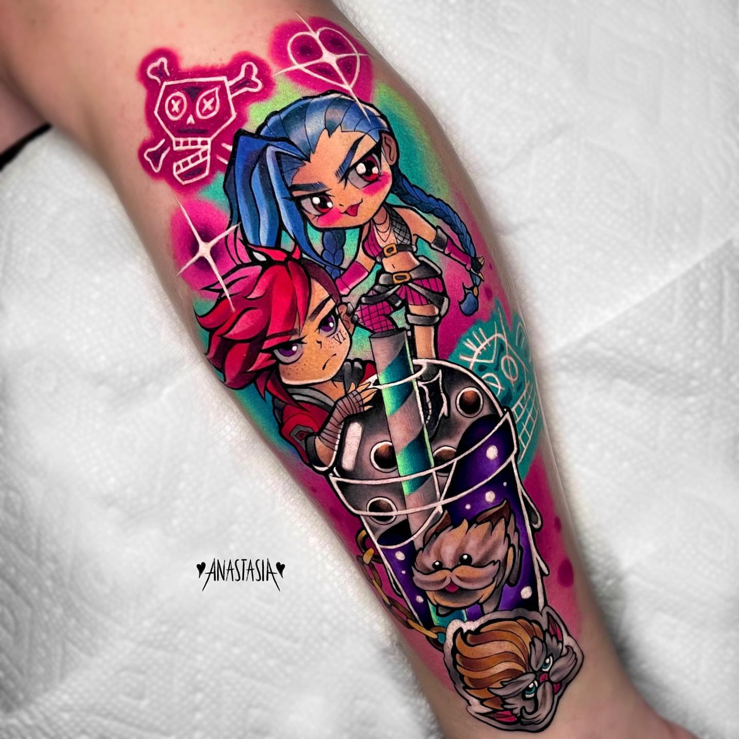 Tattoo by @tamagothchick β anime, dotwork