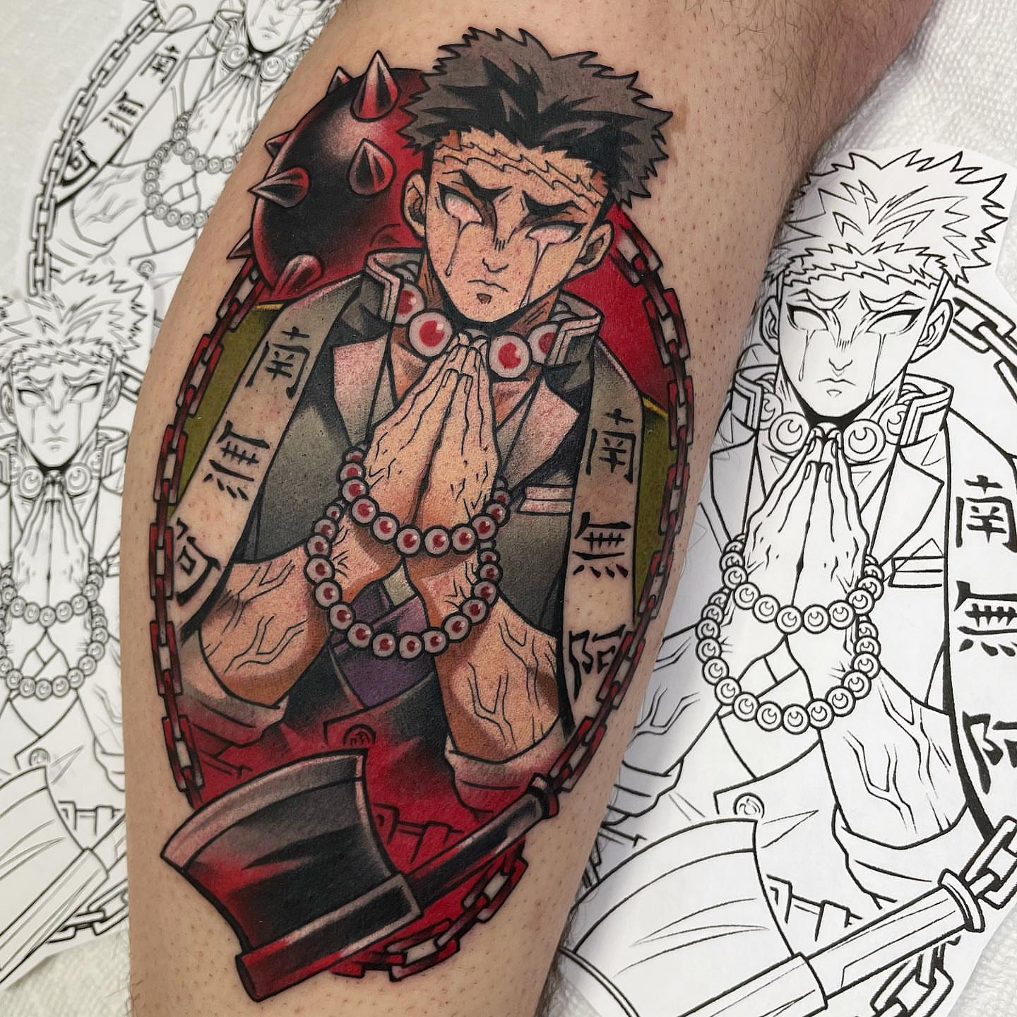 Anime character praying anime tattoo on the forearm by Bold Anime Tattoos