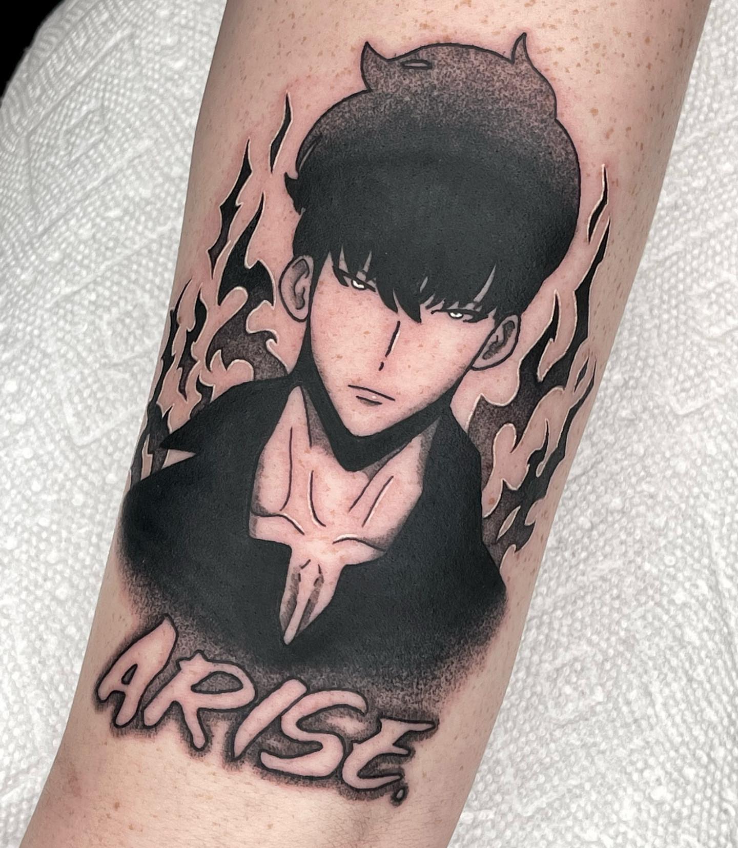 Anime character anime tattoo on the forearm by Anastasia Vives