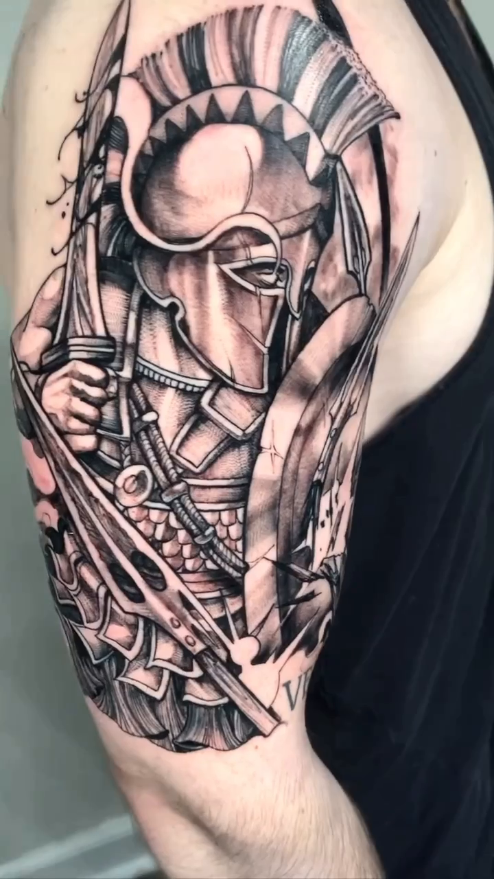 Spartan warrior realism tattoo by ⚔ Dylan Smith ⚔, Richmond, Virginia